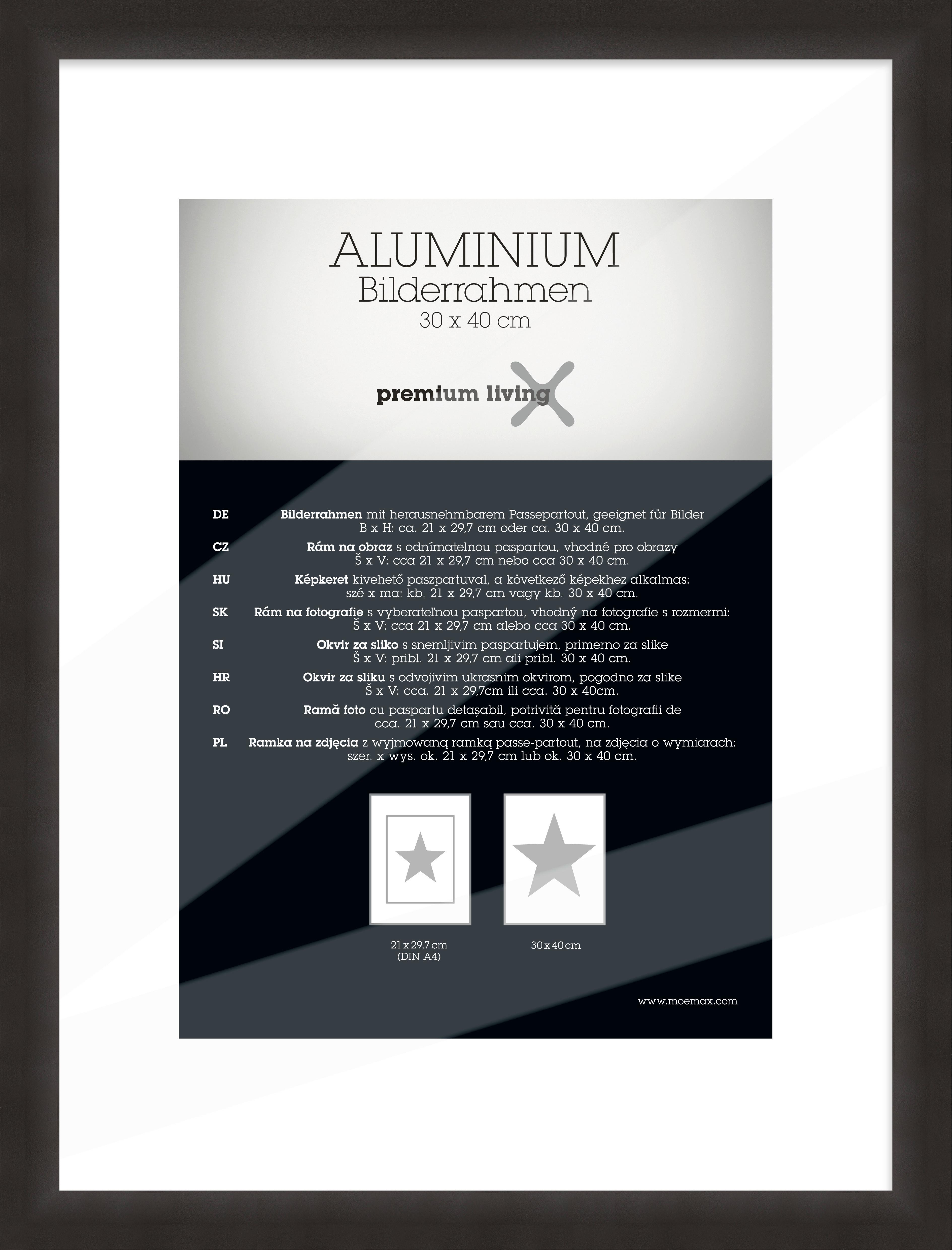Rame Foto Aluminium - negru, Basics, metal (30/40cm) - Premium Living