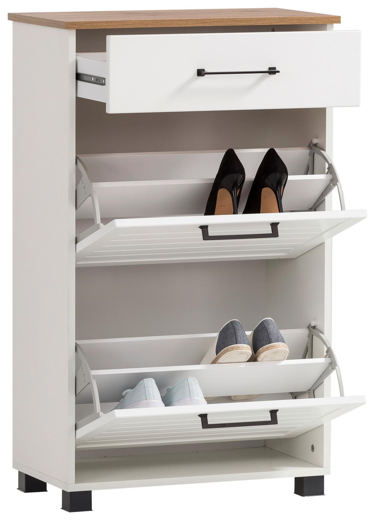 Schuhschrank Jelda ca.62x102x34,1cm Weiß - Schwarz/Weiß, Holzwerkstoff/Kunststoff (62/102/34,1cm) - MID.YOU