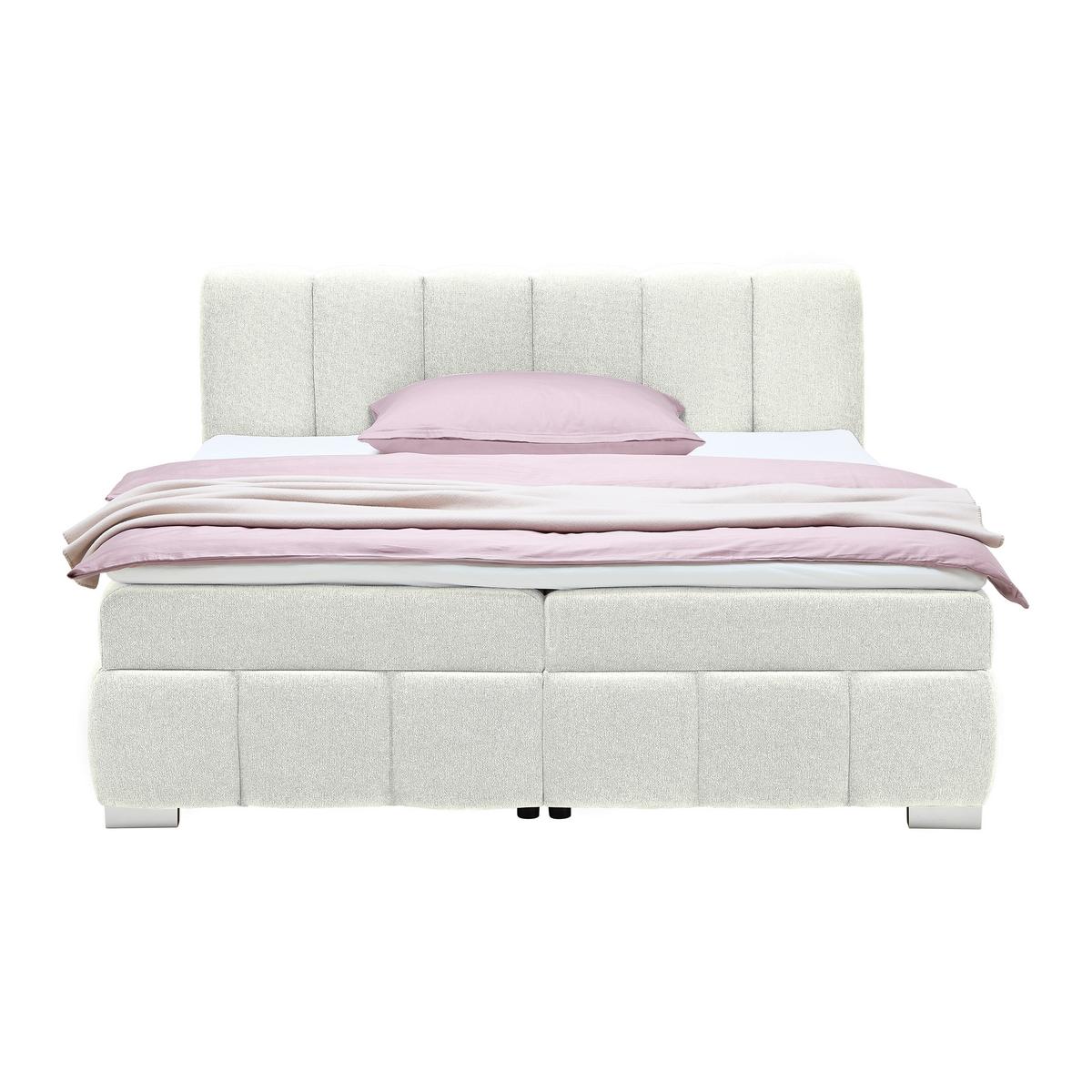 Boxbett Elaris Weiß ca. 160x200cm - Chromfarben/Weiß, KONVENTIONELL, Kunststoff/Textil (160/200cm) - Mömax