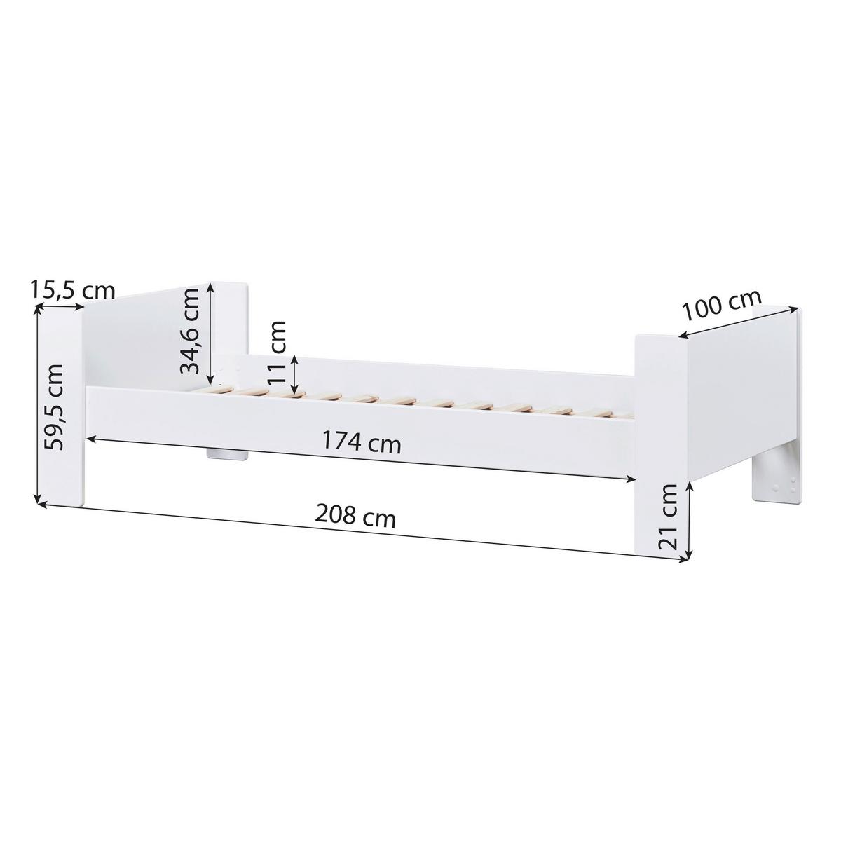 Kinder-/Juniorbett Weiß ca. 90x200 cm - Naturfarben/Weiß, MODERN, Holz/Holzwerkstoff (90/200cm) - MID.YOU