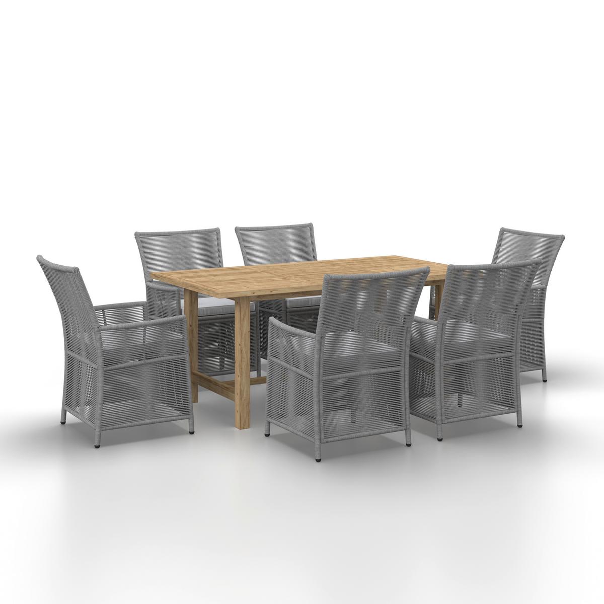 Gartengarnitur Simone Hellgrau Holz/Kunststoff/Outdoorstoff - Hellgrau/Akaziefarben, MODERN, Holz/Kunststoff - Bessagi Garden