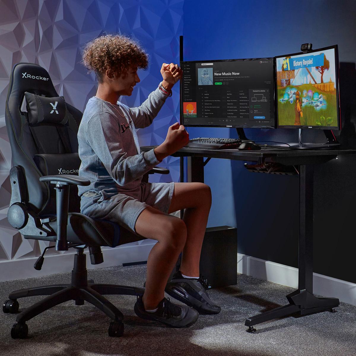 Gamingsessel Agility ca. 55x113x62,5cm Schwarz - Schwarz, MODERN, Kunststoff/Textil (55/113/62,5cm) - X Rocker