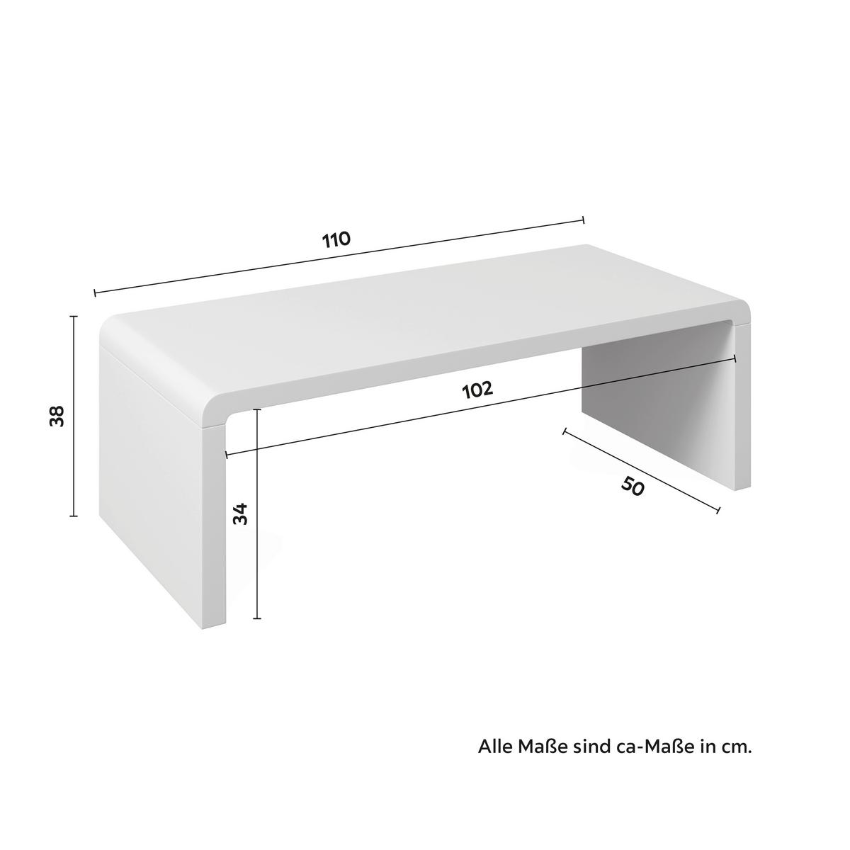 Couchtisch Linea Weiß MDF 110/38/50 CM - Creme/Weiß, MODERN, Holzwerkstoff (110/38/50cm) - Bessagi Home