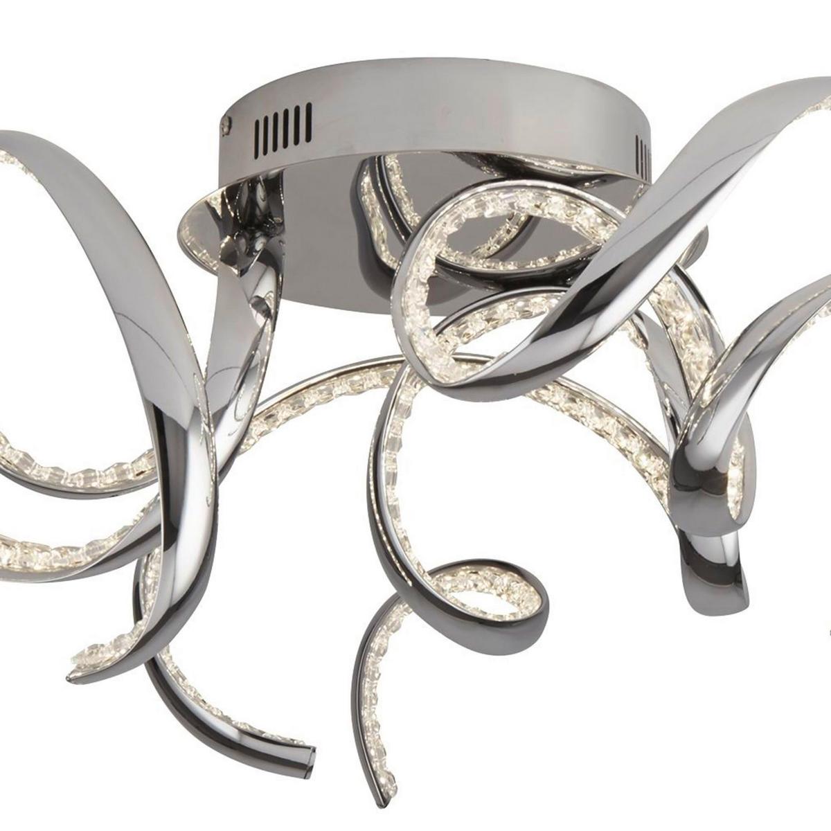 LED Mennyezeti Lámpa Twirls 9233-3cc - krómszínű/átlátszó, Design, üveg/fém (75/25cm)