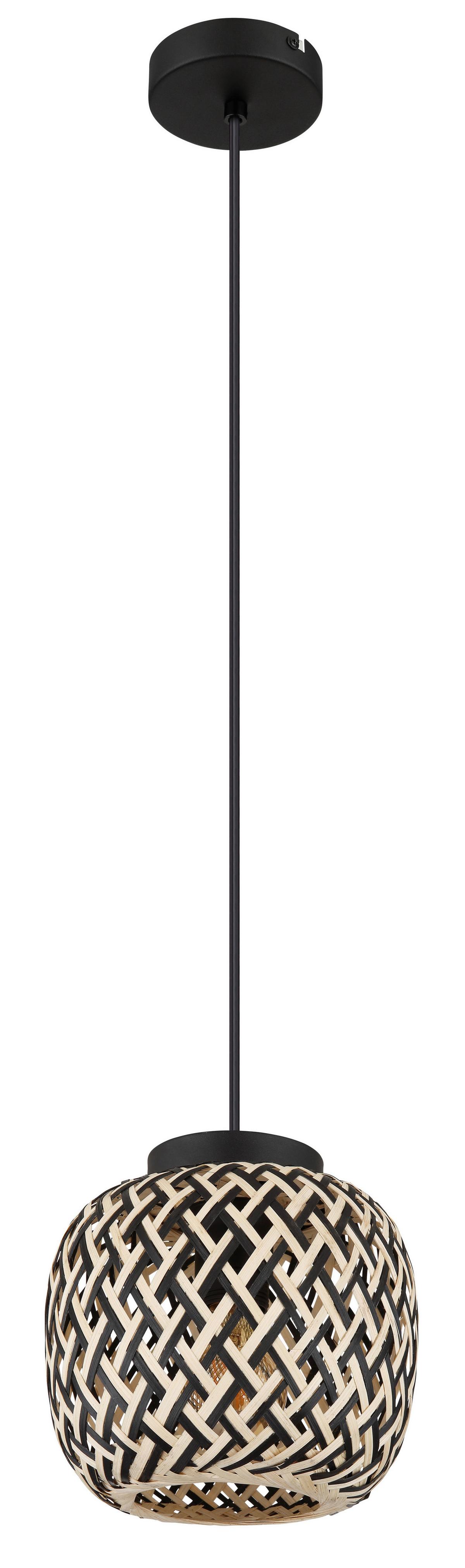 Hängeleuchte Colly Naturfarben max. 15 Watt - Schwarz/Naturfarben, Natur, Naturmaterialien/Kunststoff (20/120cm) - Globo