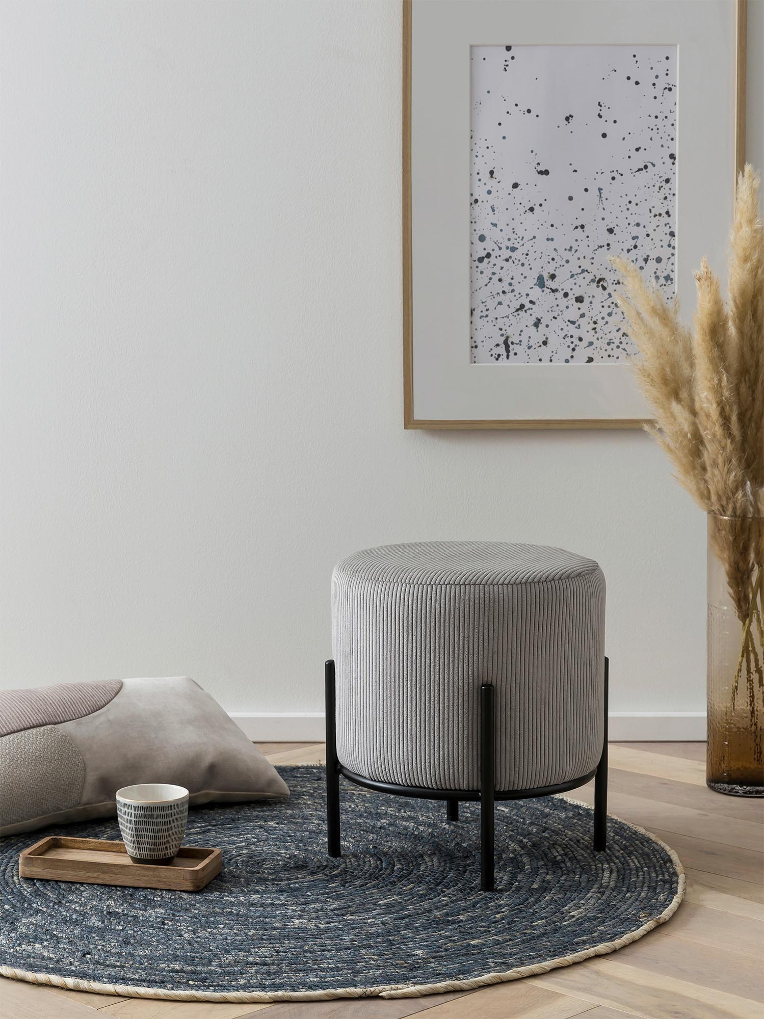 Tabure Cord, Svetlo Siva - črna/svetlo siva, Moderno, kovina/tekstil (35/38cm) - Livetastic