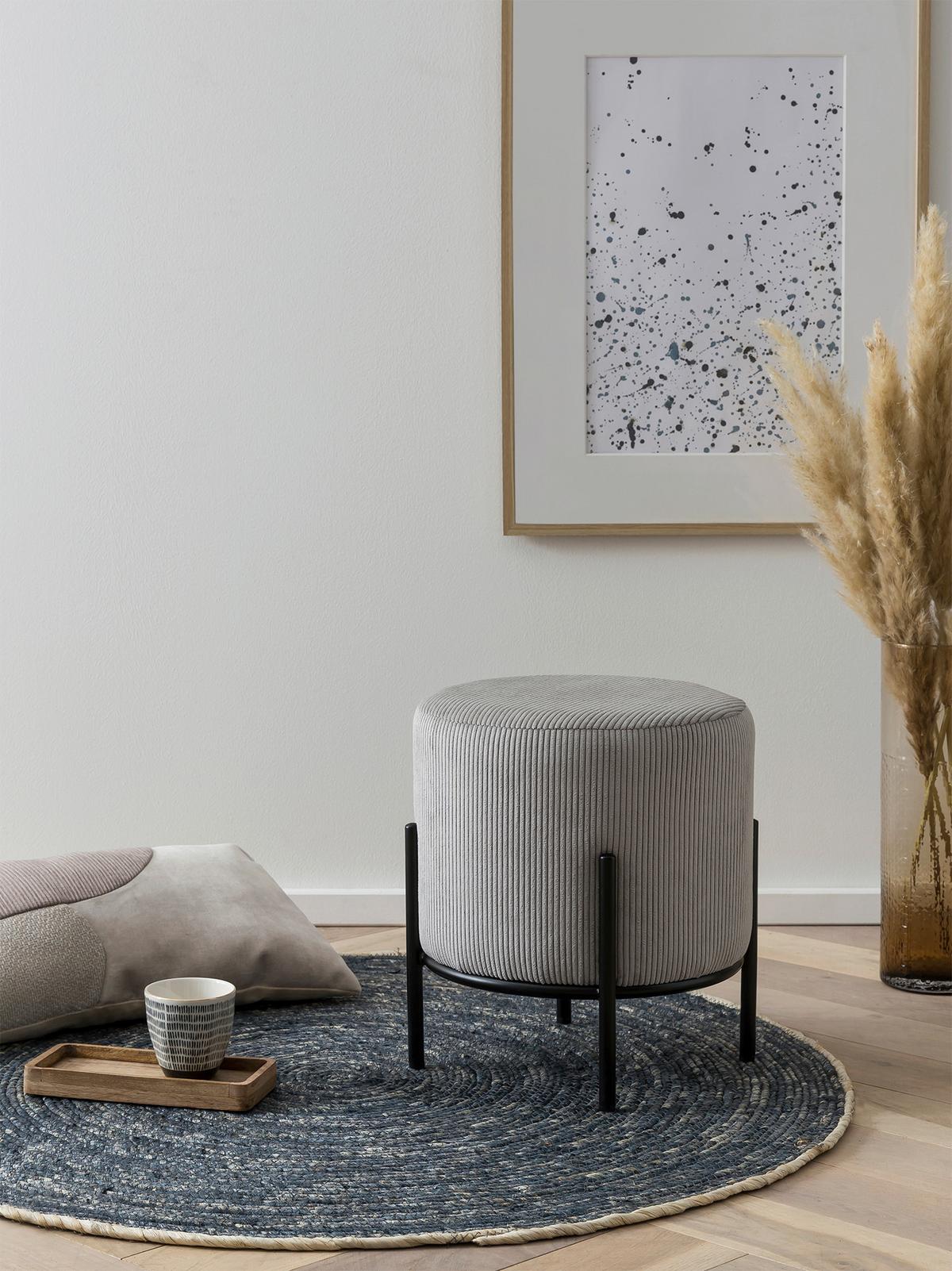 Tabure Cord, Svetlo Siva - črna/svetlo siva, Moderno, kovina/tekstil (35/38cm) - Livetastic