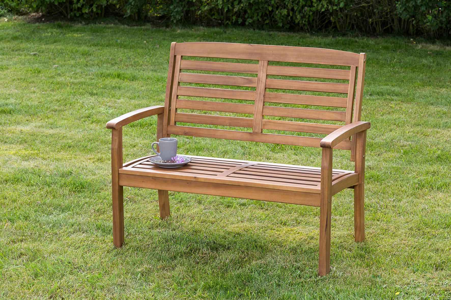 Gartenbank Paraiba aus Akazie Natur - Akaziefarben, ROMANTIK / LANDHAUS, Holz (110/92/62cm) - Gardenson
