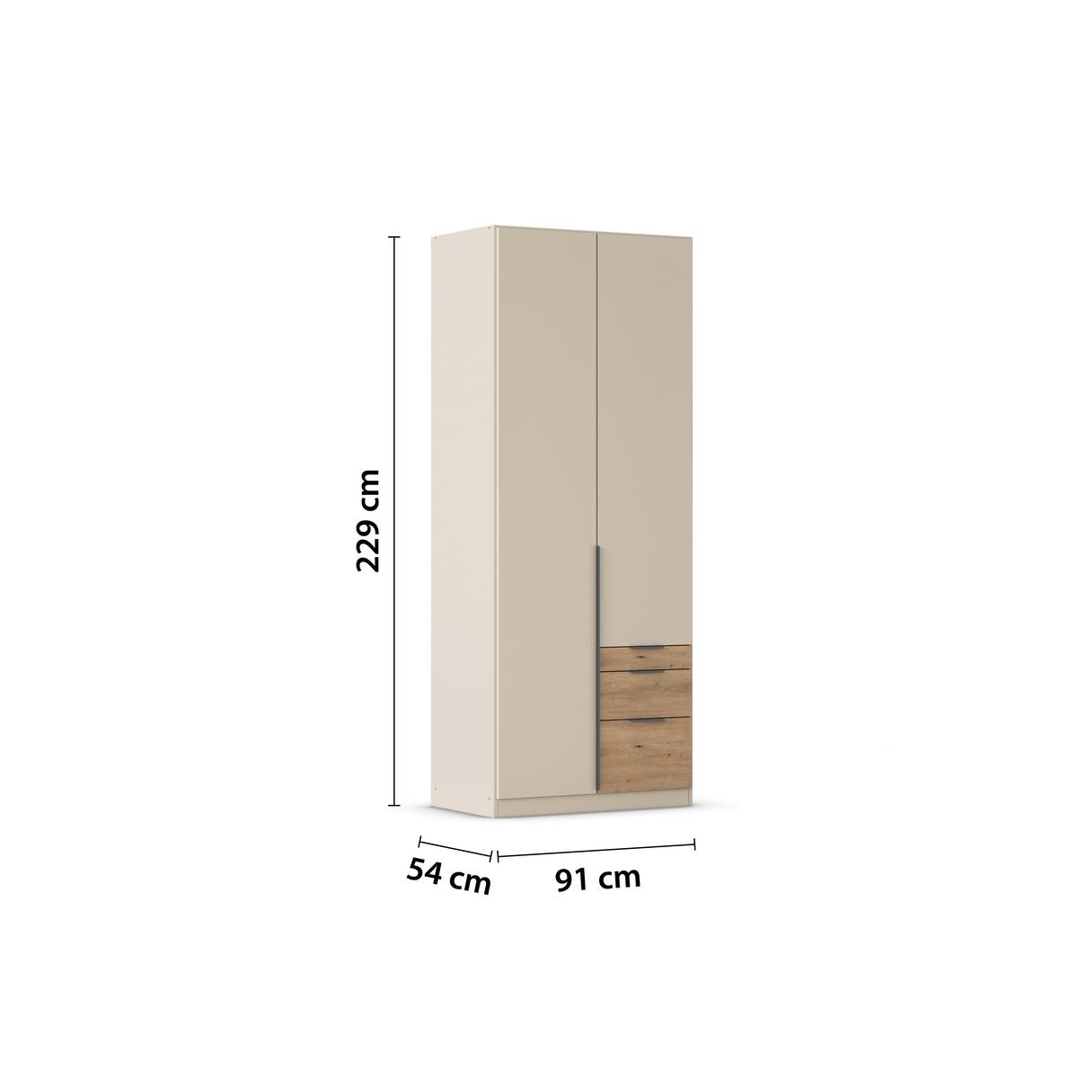 DULAP USI ROTATIVE ALABAMA - culoare lemn stejar/stejar Artisan, Trend, material pe bază de lemn (91/229/54cm) - Modern Living