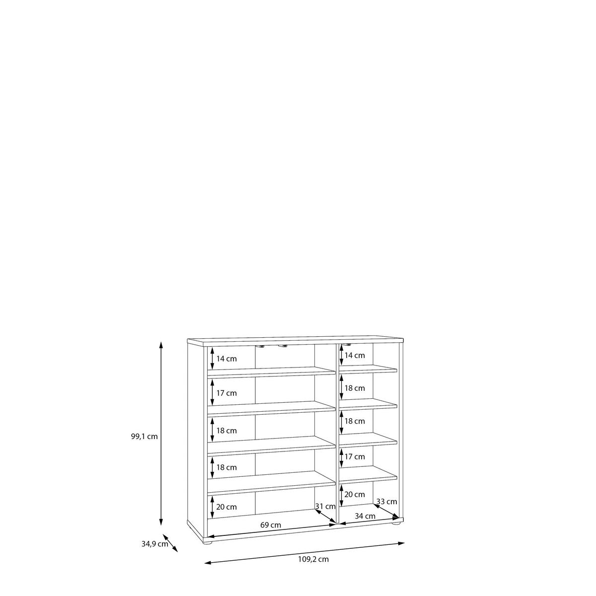 Dulap pentru pantofi ALICE SPRINGS - nisipiu, Modern, material pe bază de lemn (109,2/99,1/34,9cm) - Modern Living
