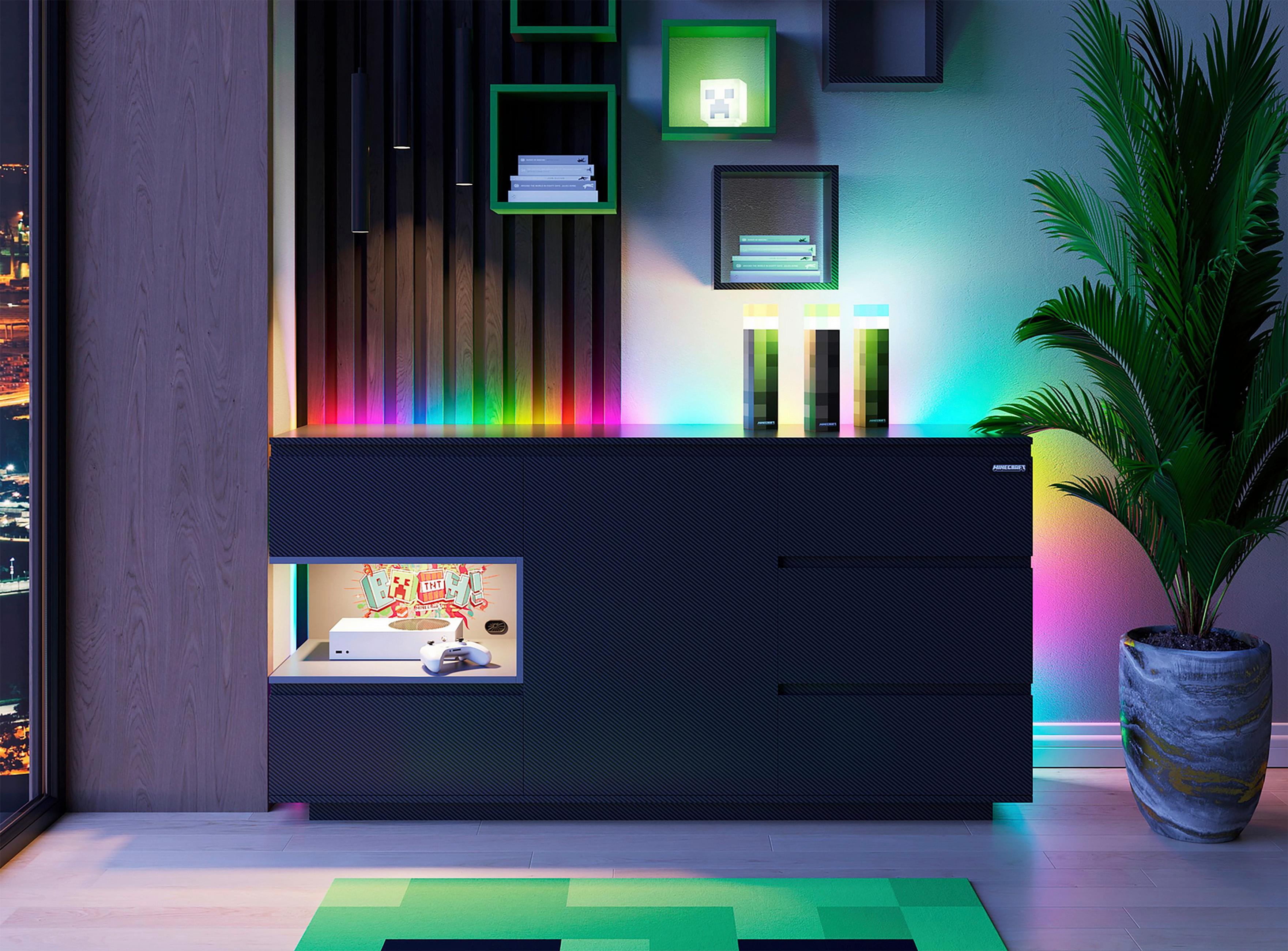 Sideboard Minecraft ca. 160x80x40 cm - Schwarz, MODERN, Holzwerkstoff (160/80/40cm) - Minecraft