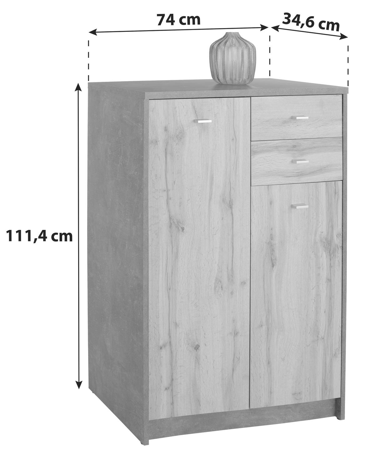 Komoda 4-You Yuk08 - barve hrasta, Moderno, leseni material (74/111,4/34,6cm) - Mömax