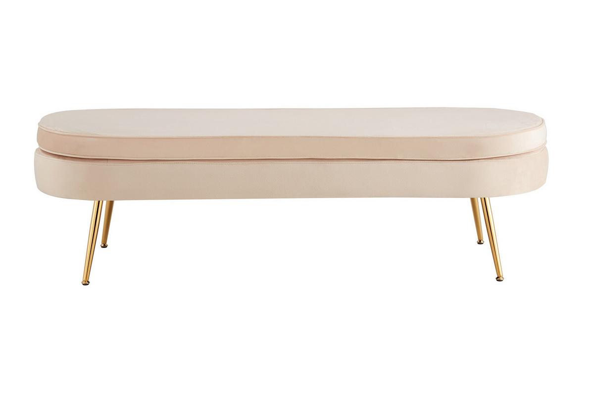 Tabure Samt, Bež - zlate barve/bež, Moderno, kovina/tekstil (142/41/45cm) - Livetastic