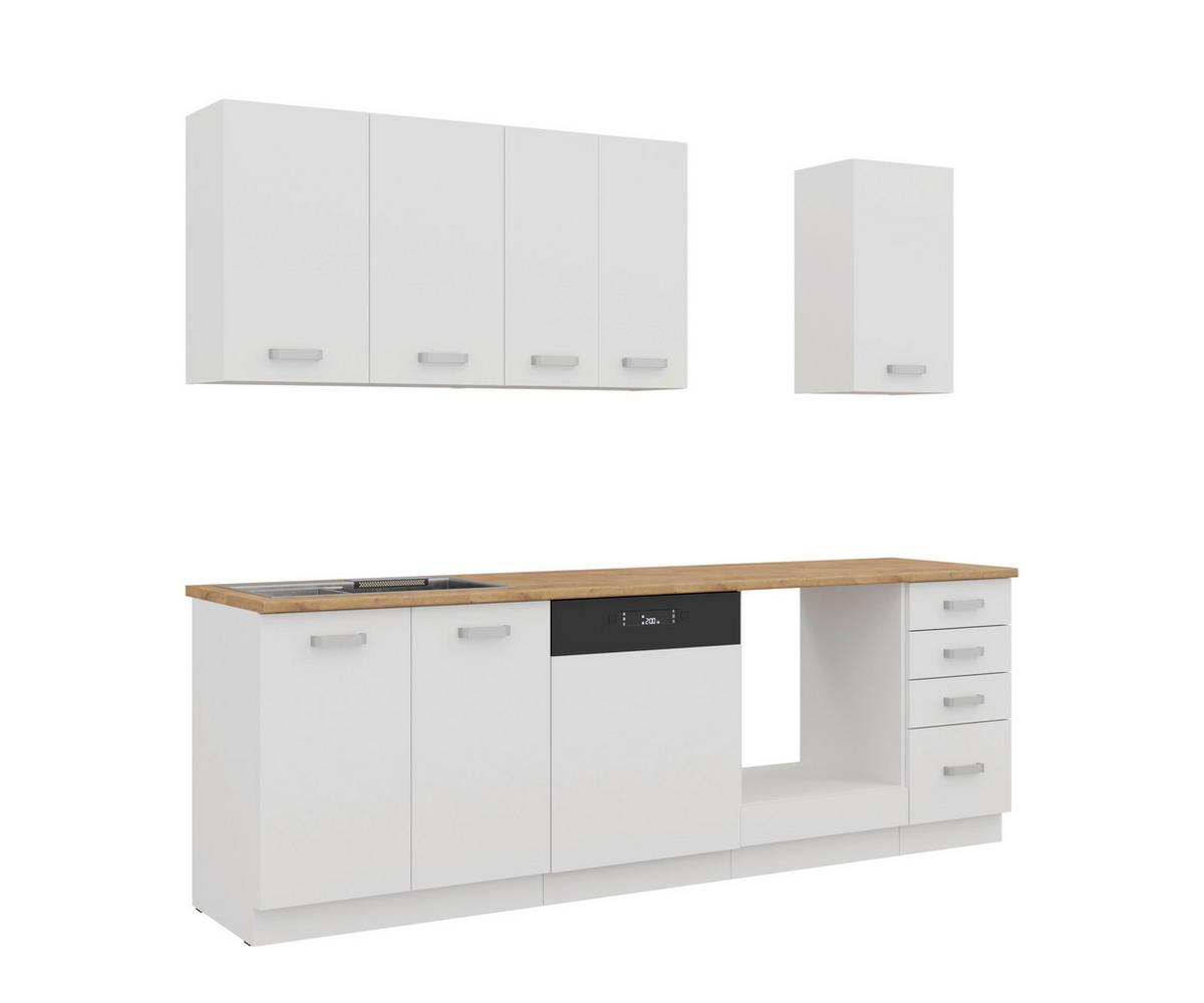 Blok Kuhinja Eko - boja hroma/boja hrasta, Moderno, pločasti materijal/plastika (240/218/60cm) - Modern Living