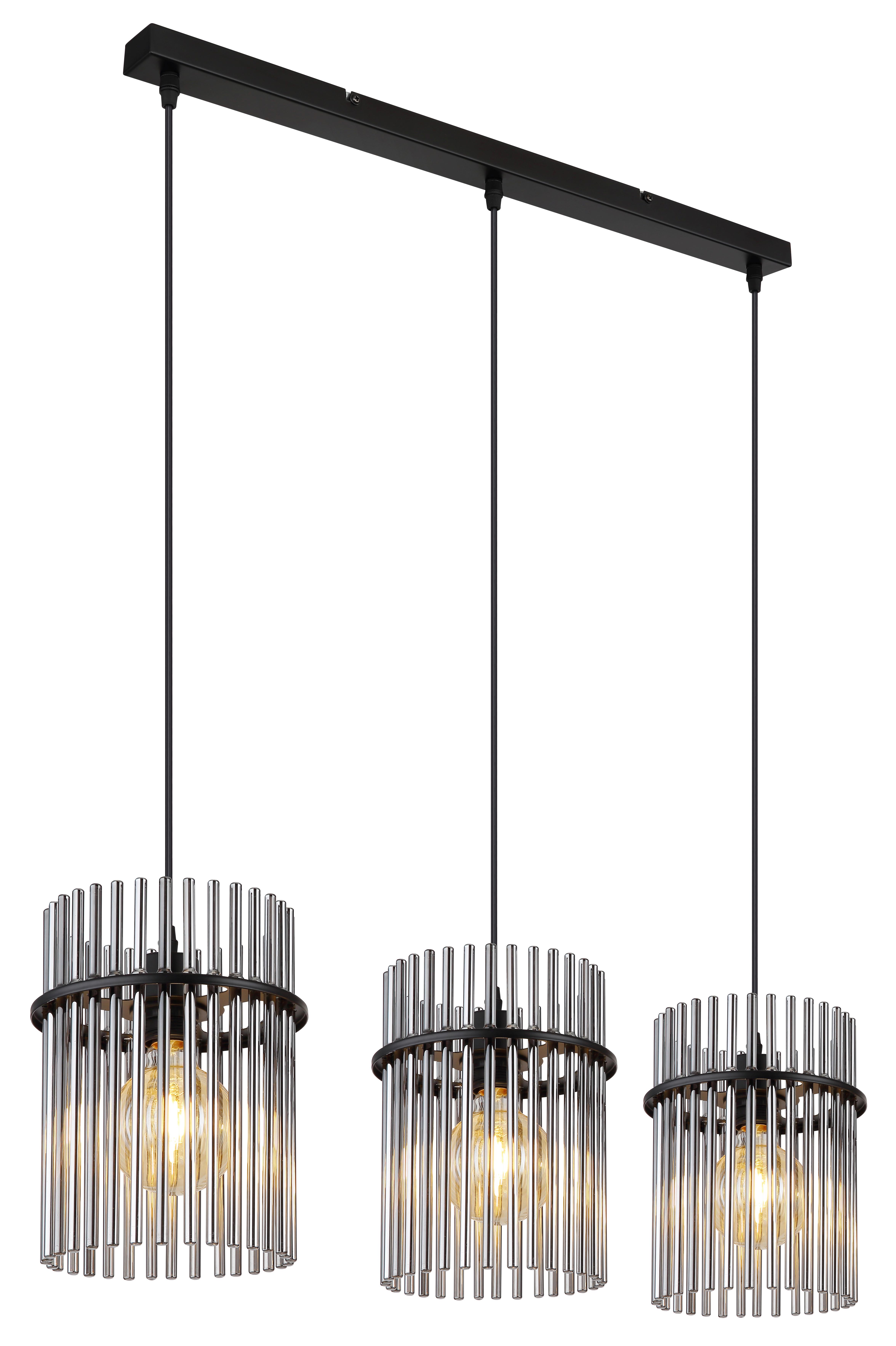 Függőlámpa 15698-3h Gorley - fekete/szürke, Design, műanyag/üveg (80/20/140cm) - Globo