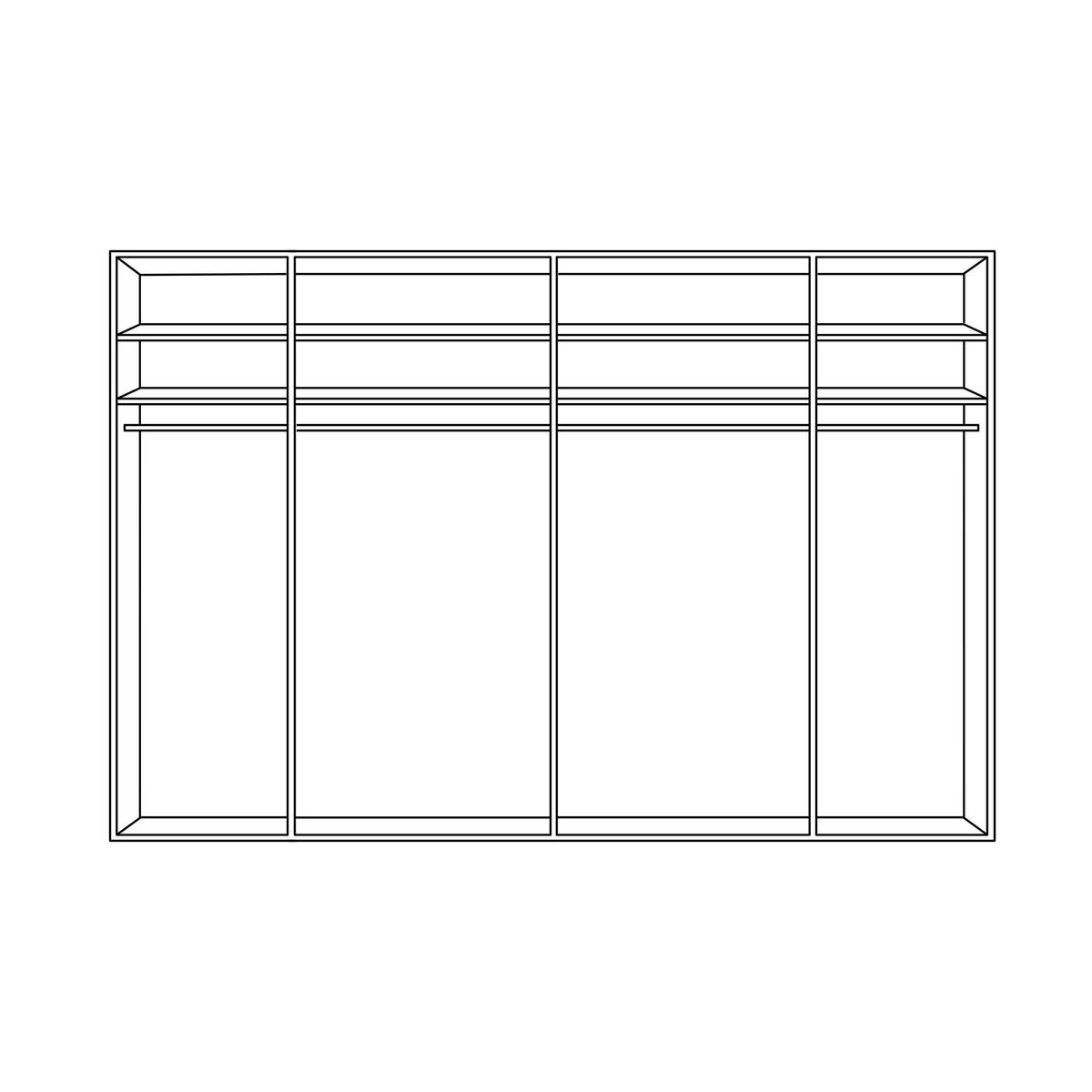 Omara Z Drsnimi Vrati Mera, Barva Hrasta, Črna - črna/barve hrasta, Design, kovina/steklo (281/223/68cm) - Dieter Knoll
