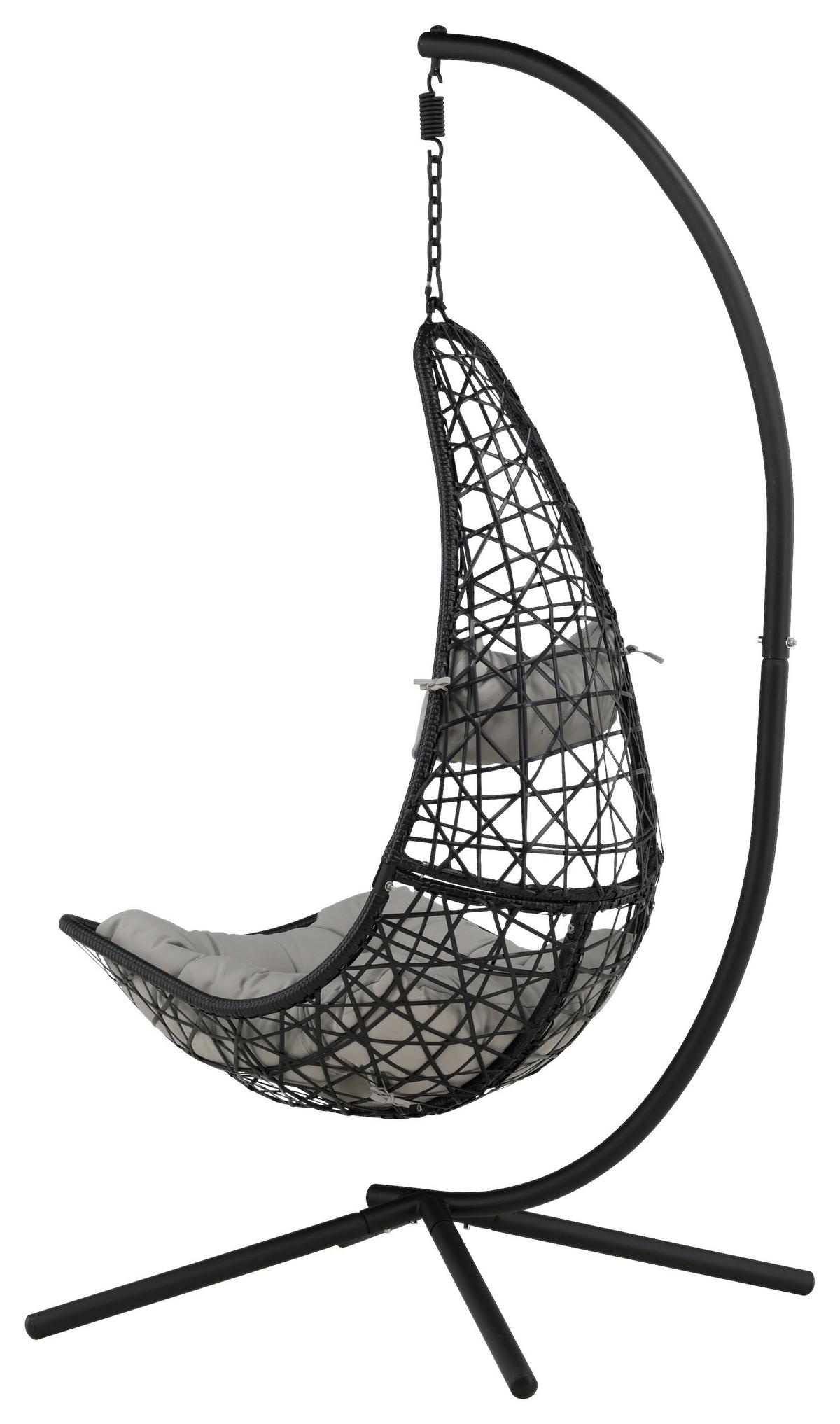 Hängestuhl Edinburgh ca. 132x205 cm Grau/Schwarz - Schwarz/Grau, KONVENTIONELL, Kunststoff (132/205/130cm) - Gardenson