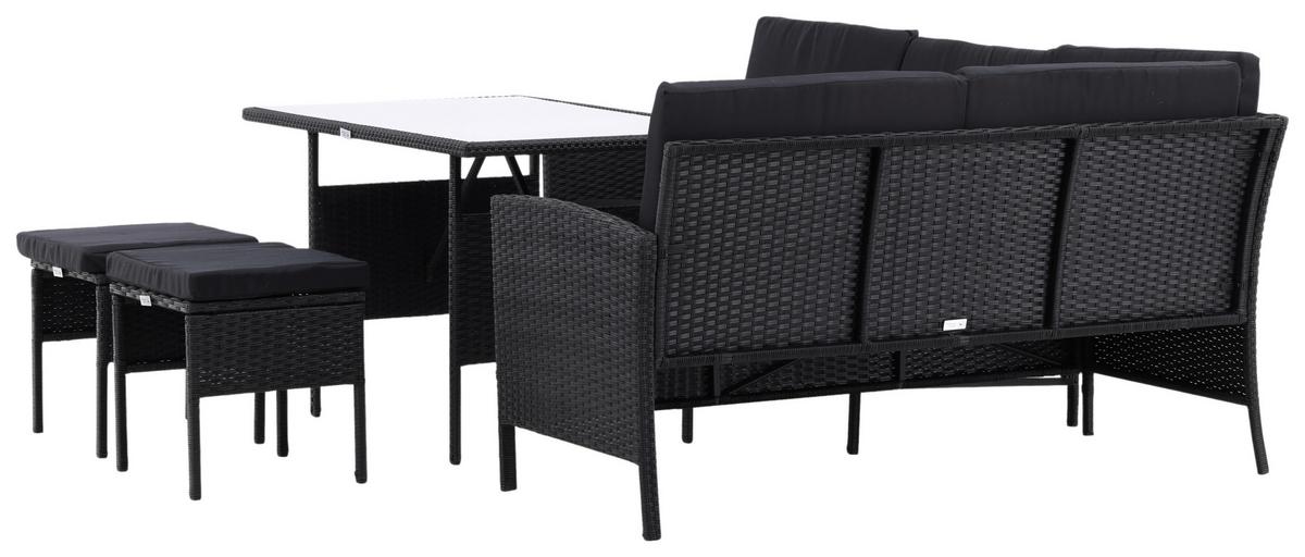 Dining-Loungeset Knock Schwarz - Schwarz, KONVENTIONELL, Kunststoff - Gardenson
