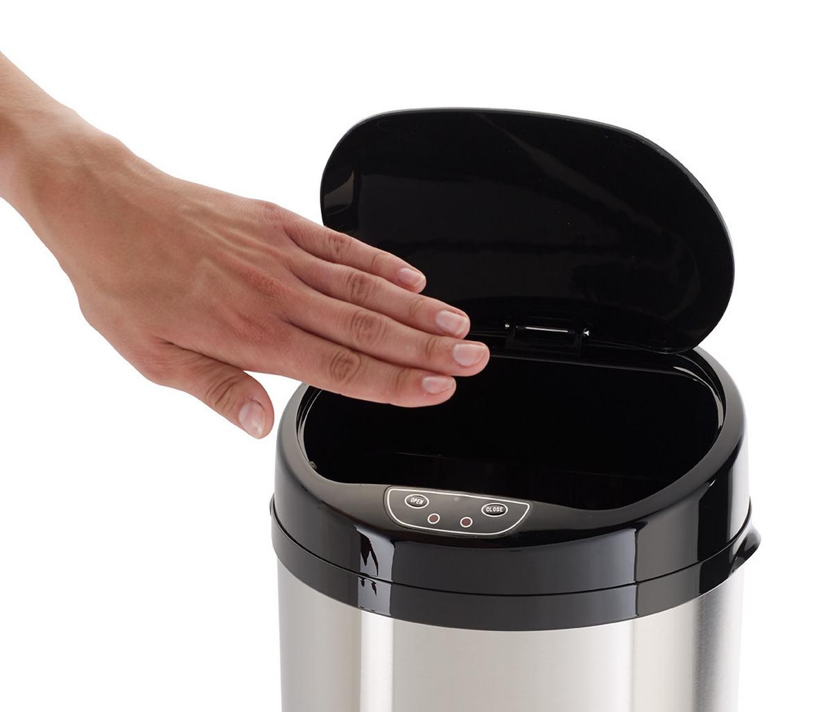 Coș gunoi Sensor cca. 42 l - argintiu/negru, Trend, plastic/metal (31/31/79,5cm) - Echtwerk