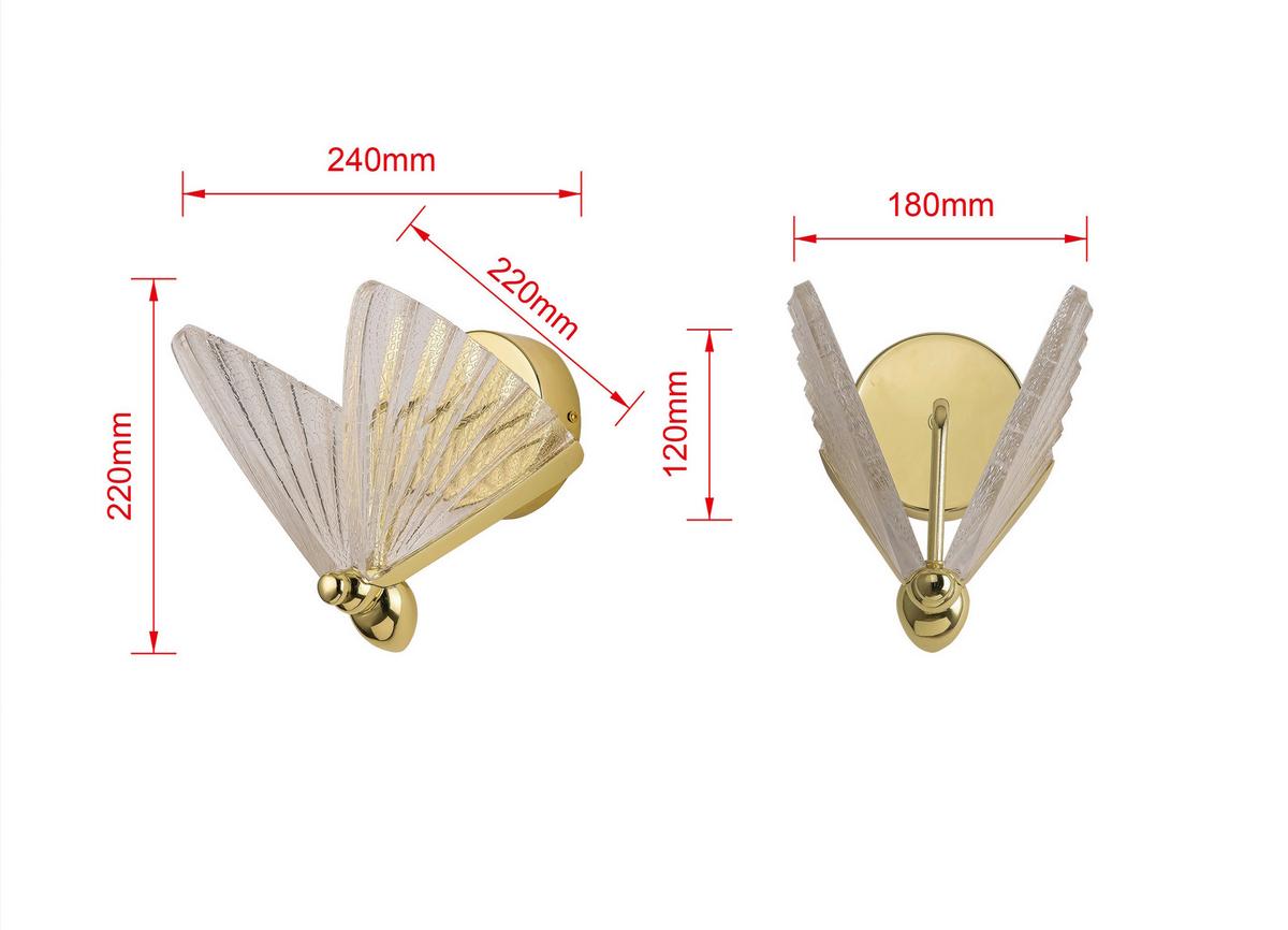 Wandleuchte Lp-1715/1w_mariposa - Goldfarben, Konventionell, Kunststoff (22/18/24cm)