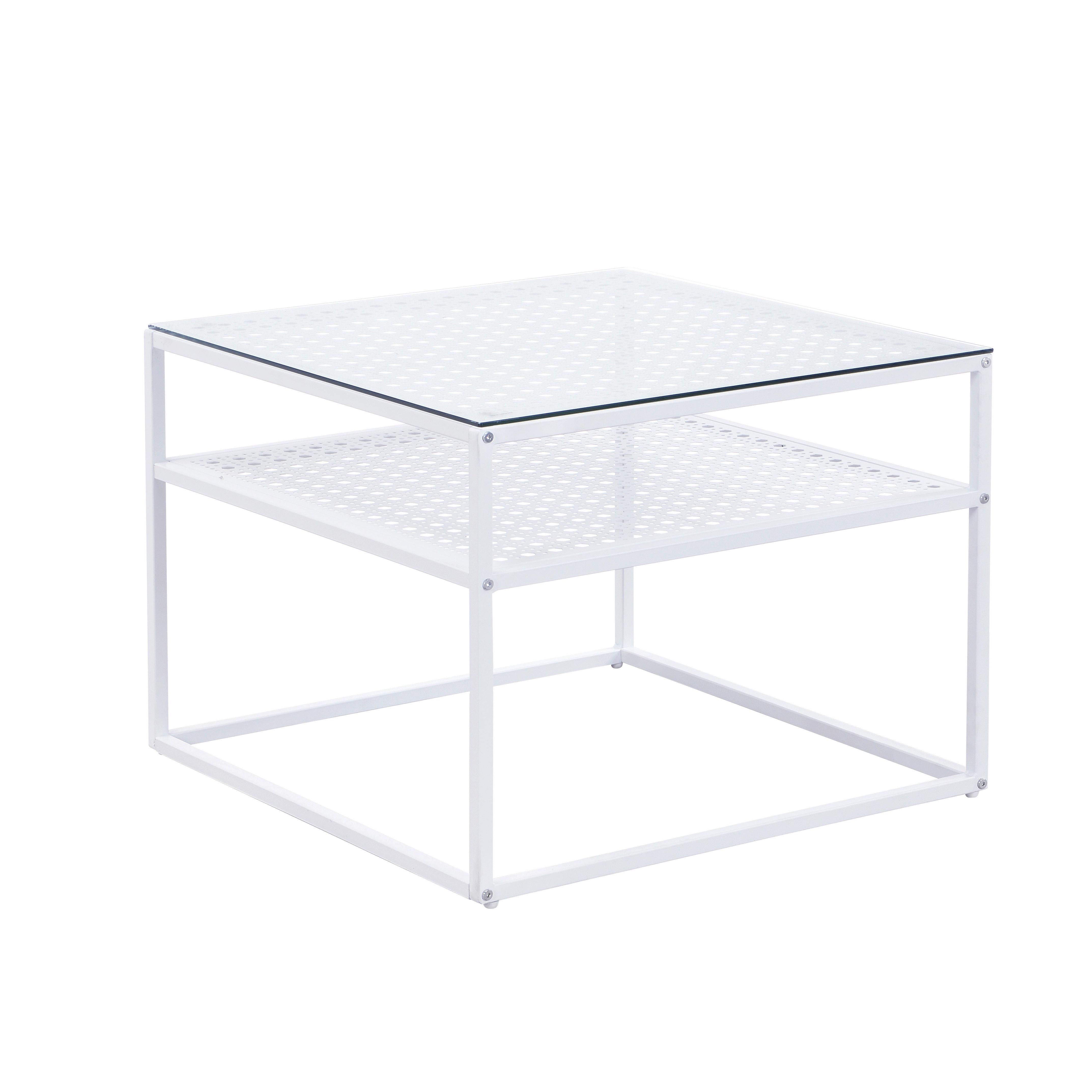Couchtisch Wl7.326 - Weiss, Design, Glas/Metall (60/60/45cm) - MID.YOU