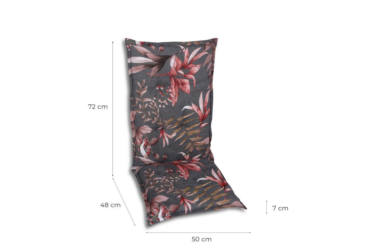 Sesselauflagenset Anthrazit/Braun/Rosa, 2-teilig - Anthrazit/Braun, Basics, Textil (50/7/120cm)