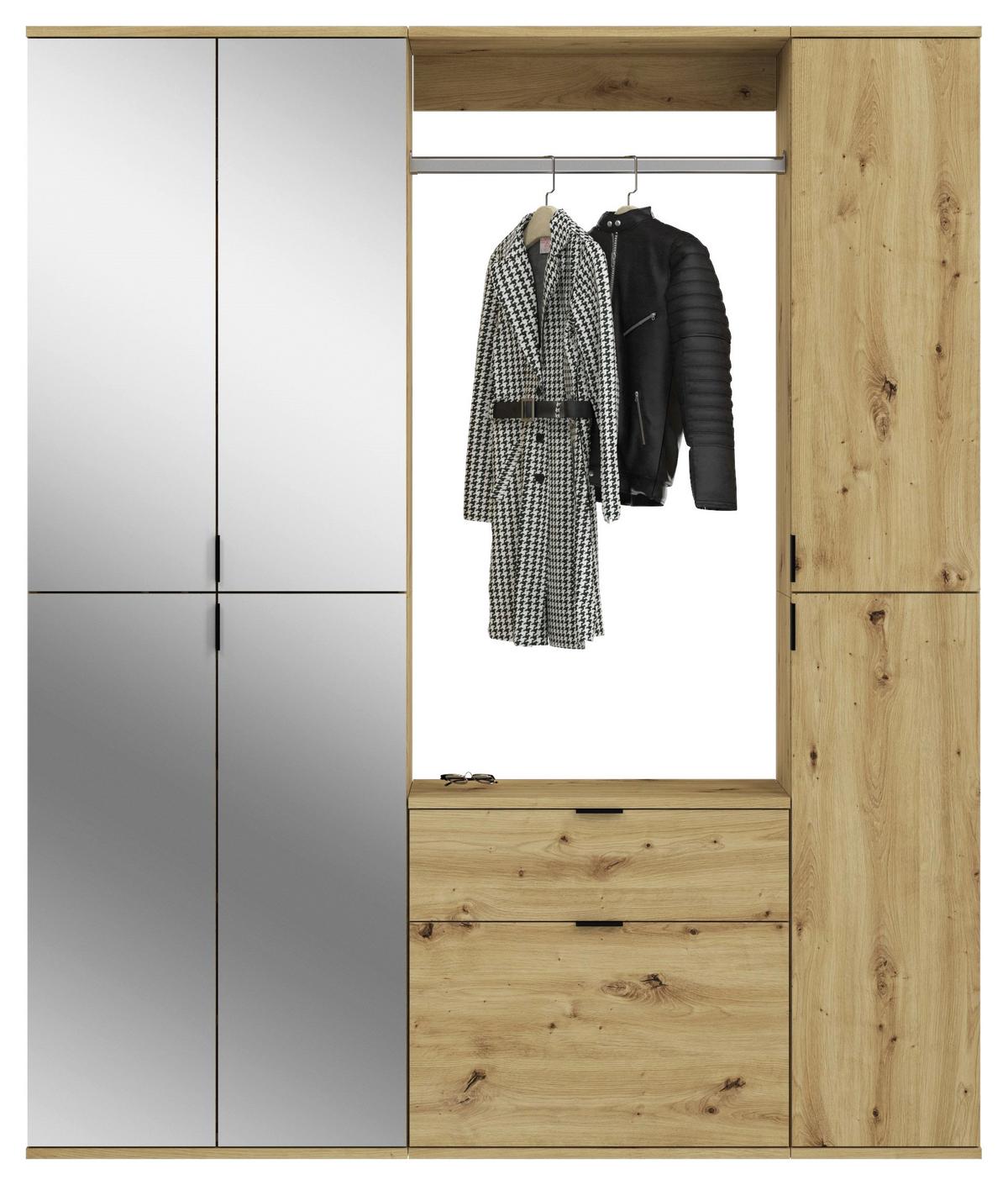 Garderobe Projekt X ca. 152x193 cm Artisan Eiche - KONVENTIONELL, Glas/Holzwerkstoff (152/193/34cm) - MID.YOU