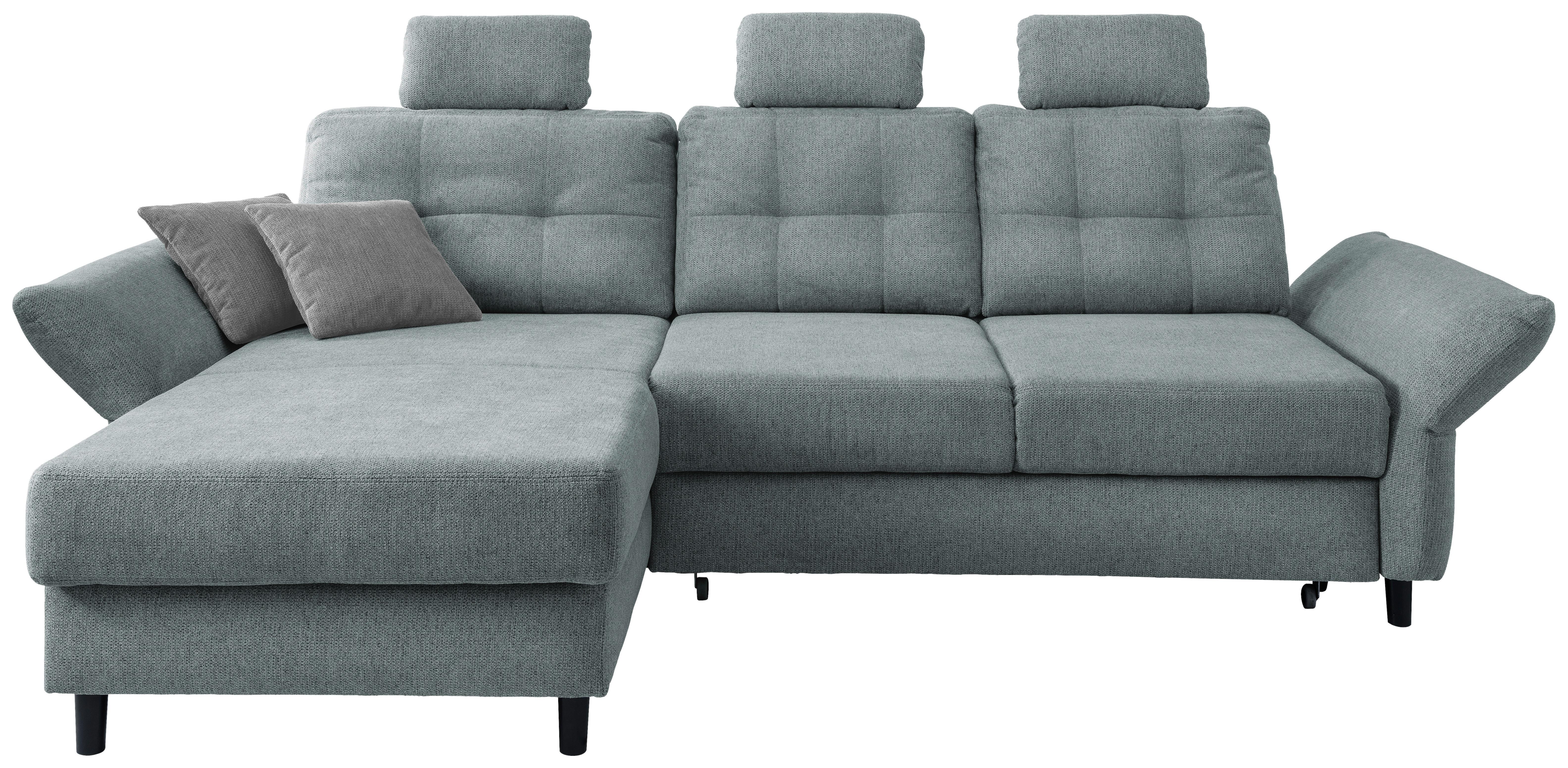 Wohnlandschaft Brizzini Mintgrau Chenille - Mintgrau/Blau, MODERN, Holz/Textil (176/250-280cm) - Livetastic