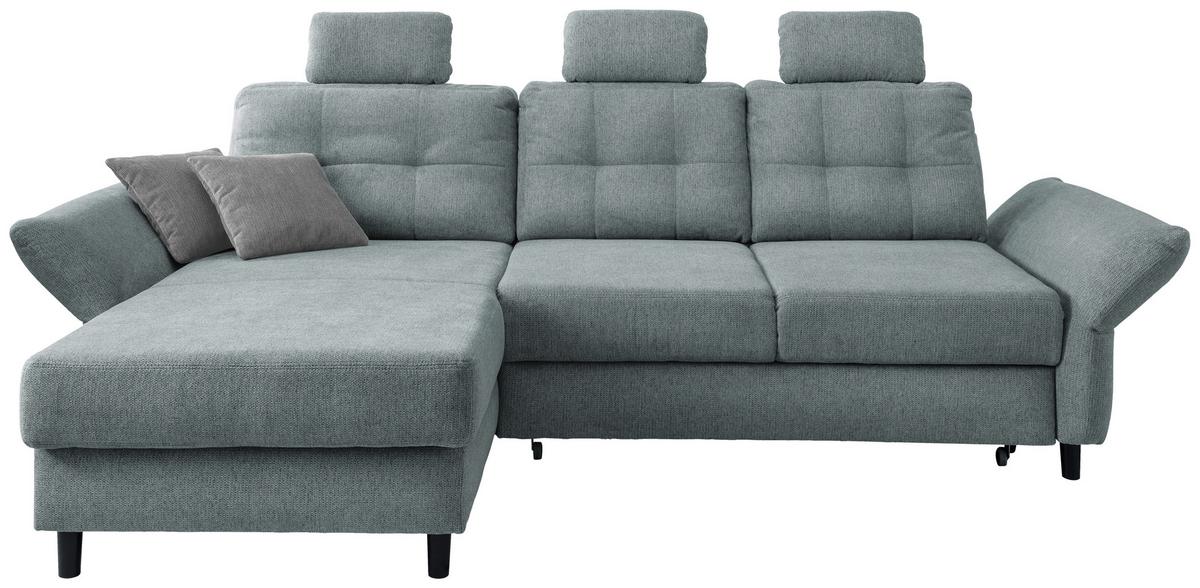 Wohnlandschaft Brizzini Mintgrau Chenille - Mintgrau/Blau, MODERN, Holz/Textil (176/250-280cm) - Livetastic