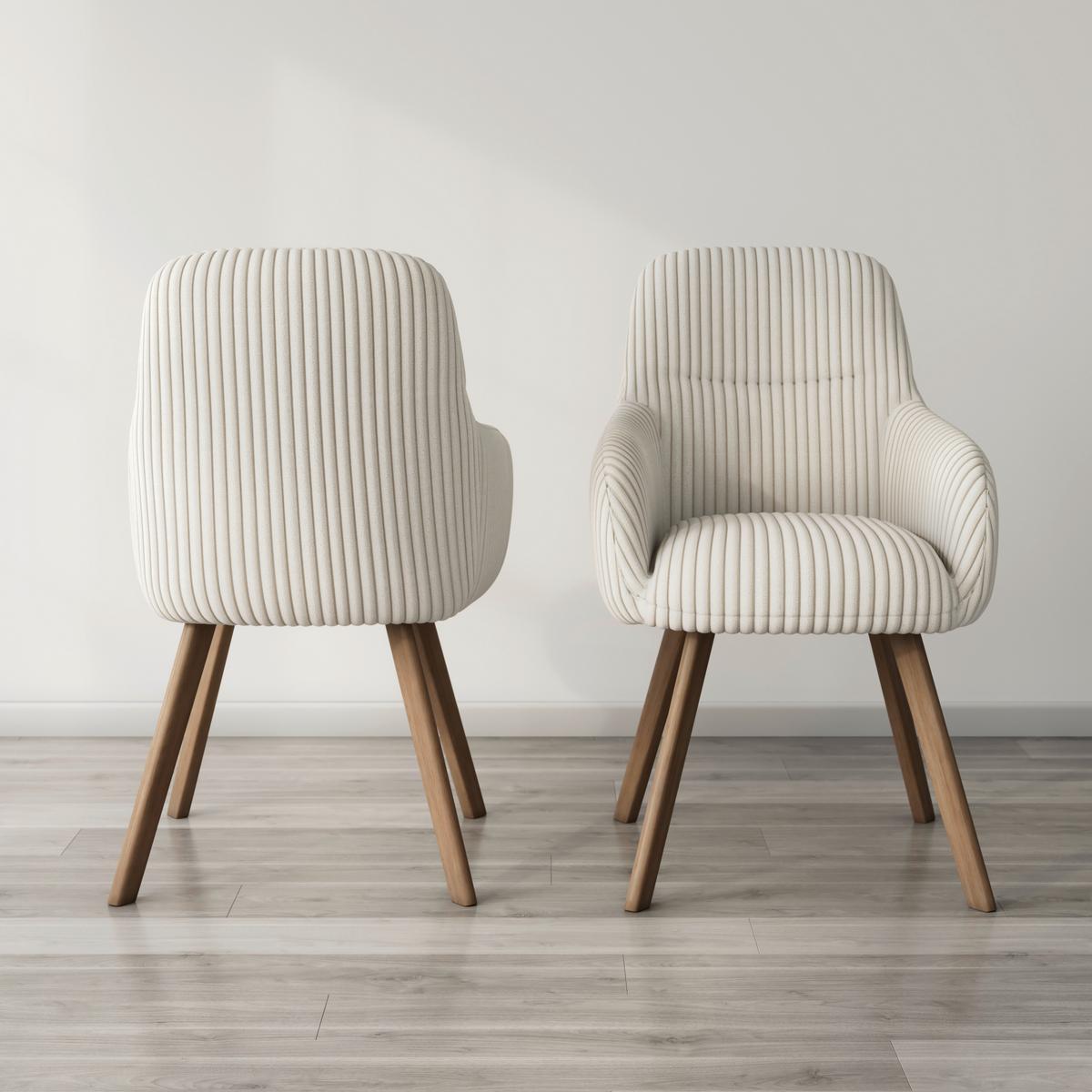 Karosszék Mattia - bézs/tölgyfa, Modern, textil/fa (56/87/61cm) - Bessagi Home