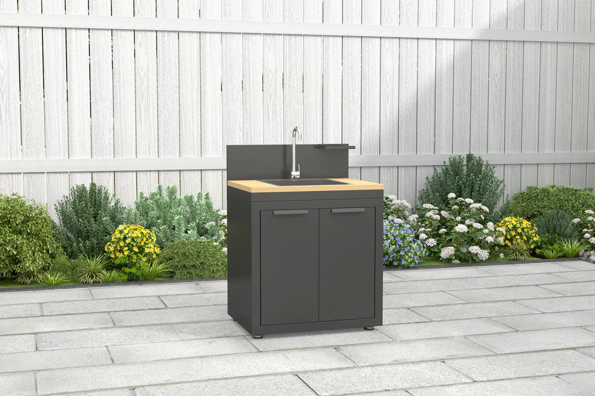 Outdoorküchenspüle Origin Anthrazit - Anthrazit, Basics, Metall (80/110/60cm) - Gardenson
