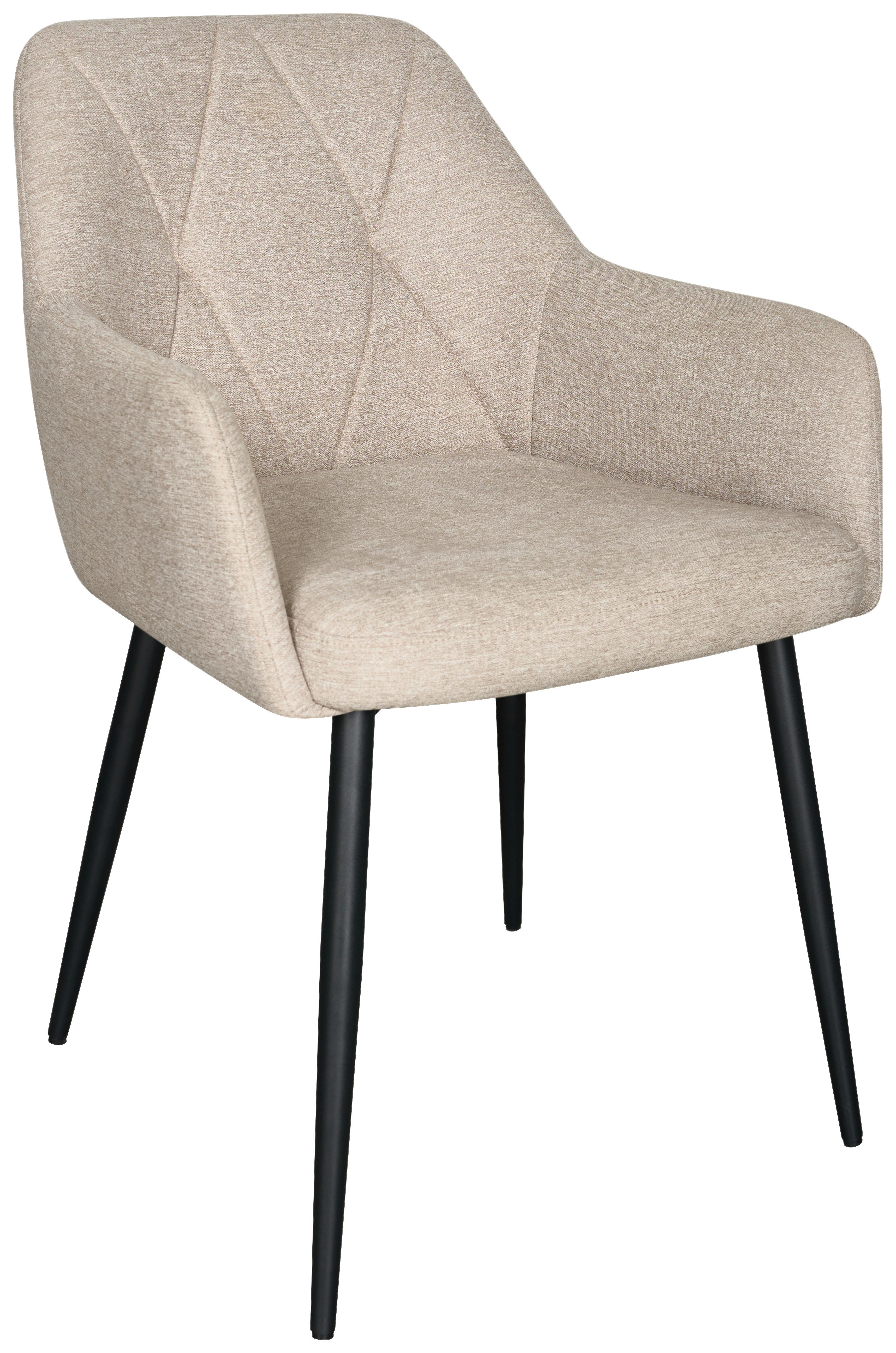 Naslanjač Hardy - črna/bež, Moderno, kovina/tekstil (57/86/64cm)