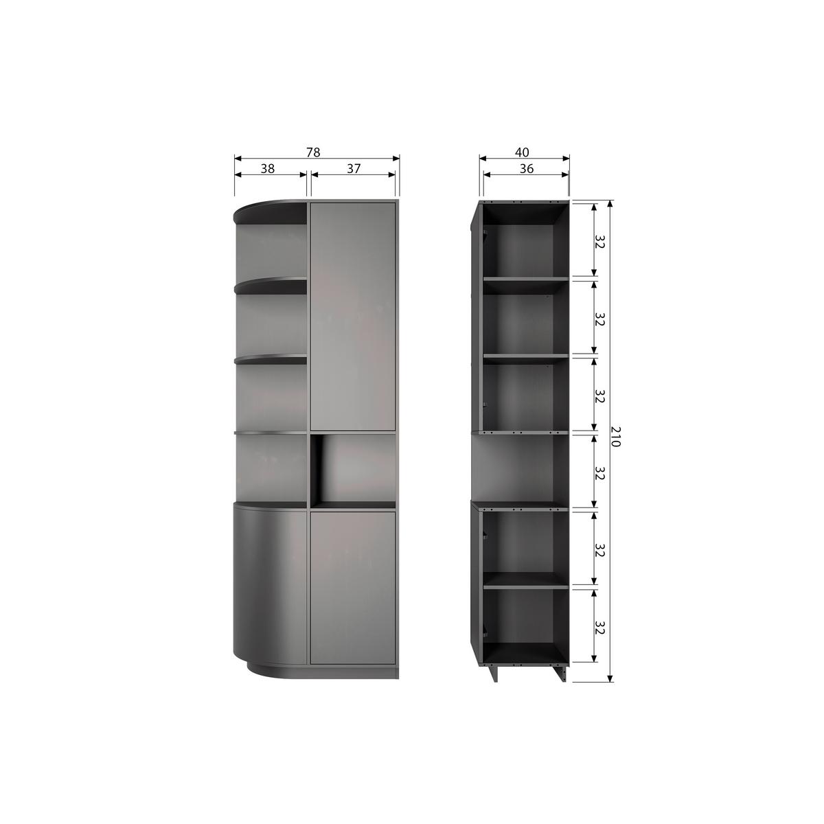 Mehrzweckschrank Finca Schwarz - Schwarz, Design, Holz (78/210/40cm) - Livetastic