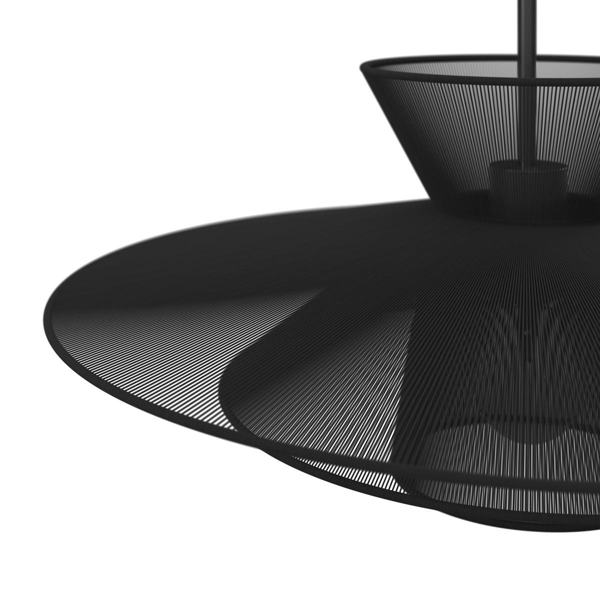 Hängeleuchte Luca Schwarz Baumwolle max. 40 Watt - Schwarz, MODERN, Textil/Metall (80/166/80cm) - Bessagi Garden