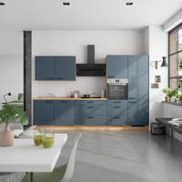 Küchenblock Easytouch High m. Geräten Dunkelblau - Eichefarben/Schwarz, MODERN, Holzwerkstoff/Metall (330cm) - Nobilia