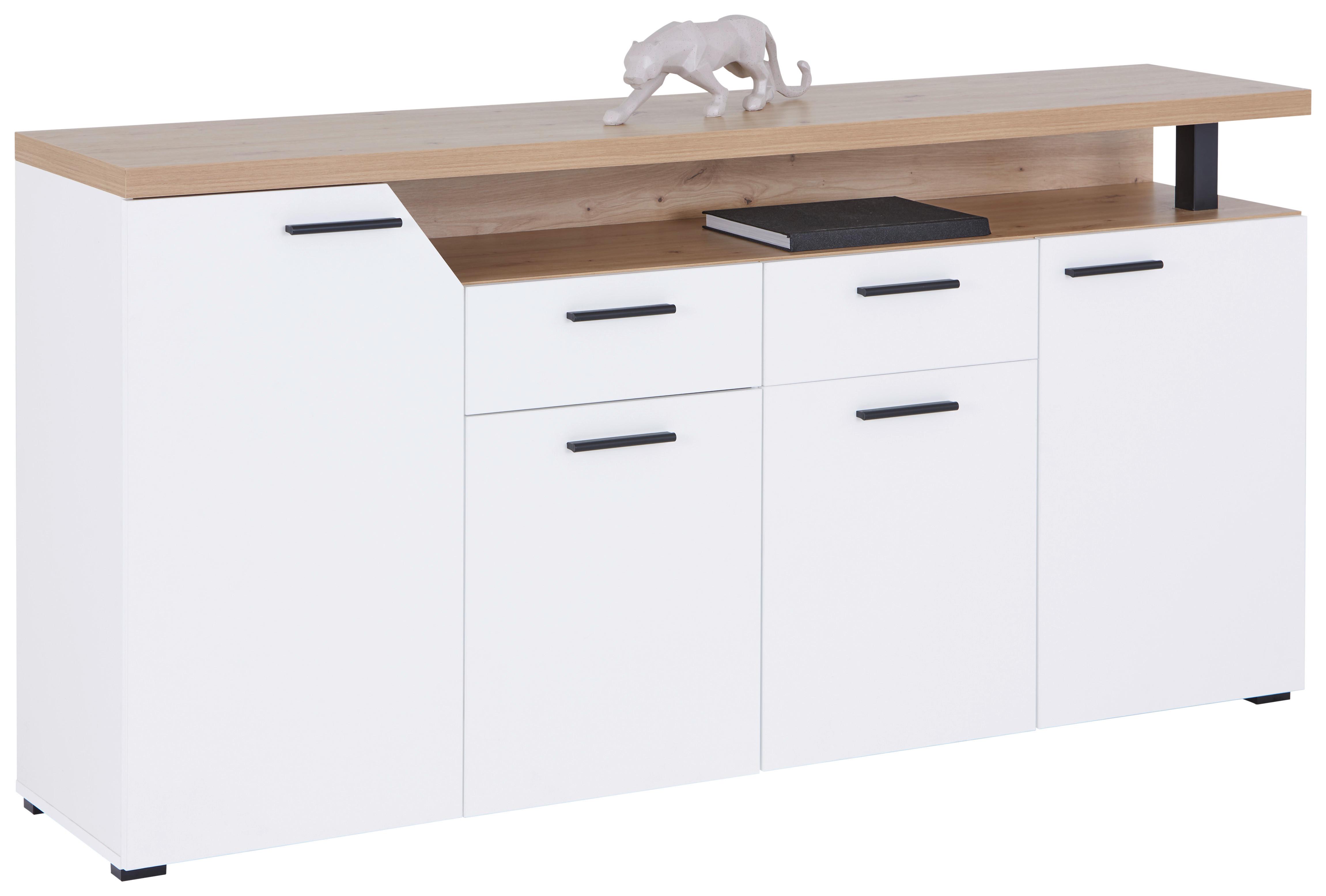 Comodă NICO - alb/stejar Artisan, Modern, material pe bază de lemn (180,5/91,6/40cm) - Modern Living