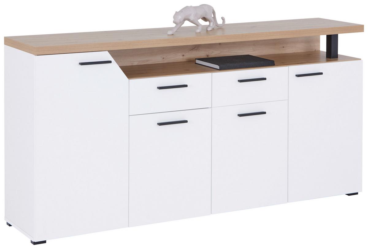 Komoda Nico - bijela/hrast Artisan, Moderno, drvni materijal/plastika (180,5/91,6/40cm) - Modern Living