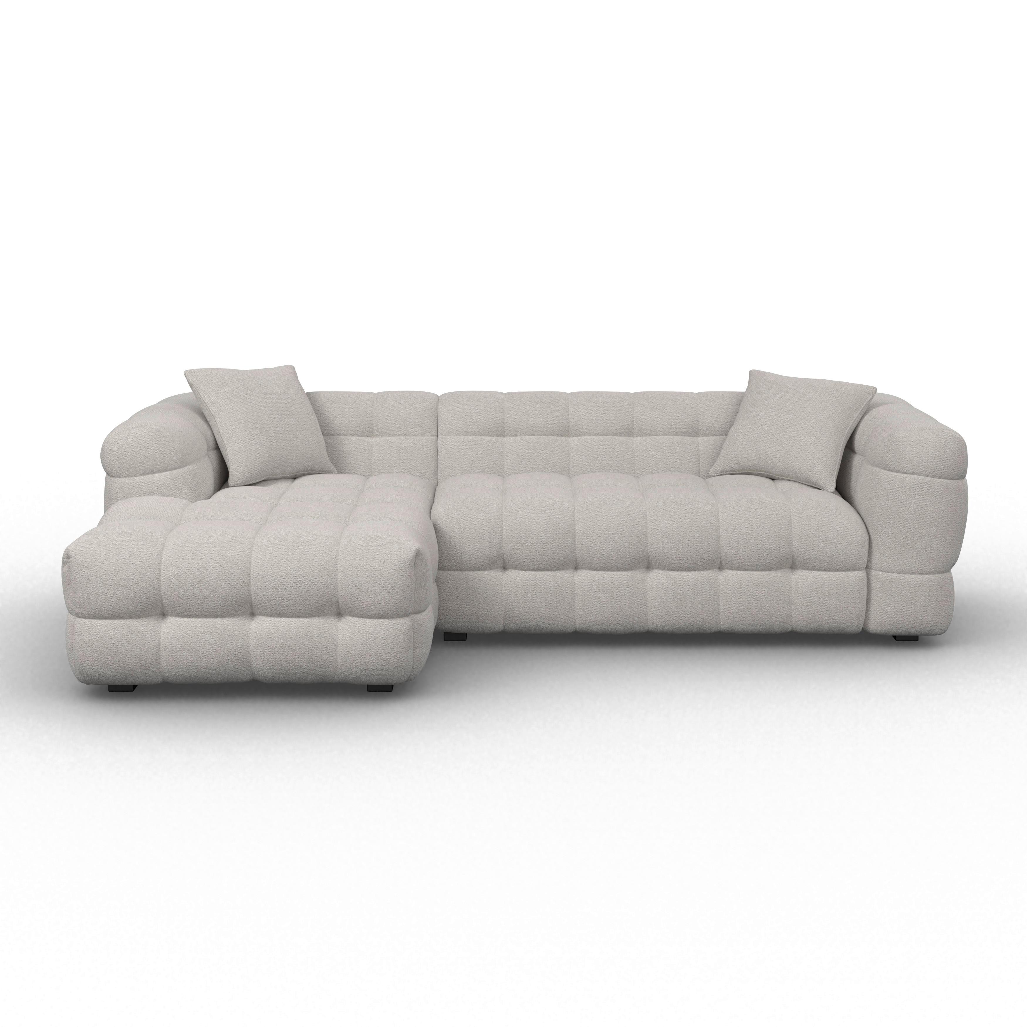 Wohnlandschaft Magda Bouclé Greige - Greige/Beige, MODERN, Holz/Kunststoff (268/157cm) - Bessagi Home