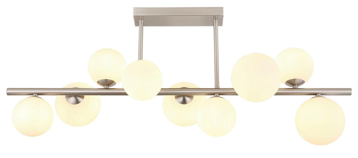 LED-DECKENLEUCHTE 56140-9D - Opal/Nickelfarben, Konventionell, Glas/Metall (87/28/37cm) - Globo
