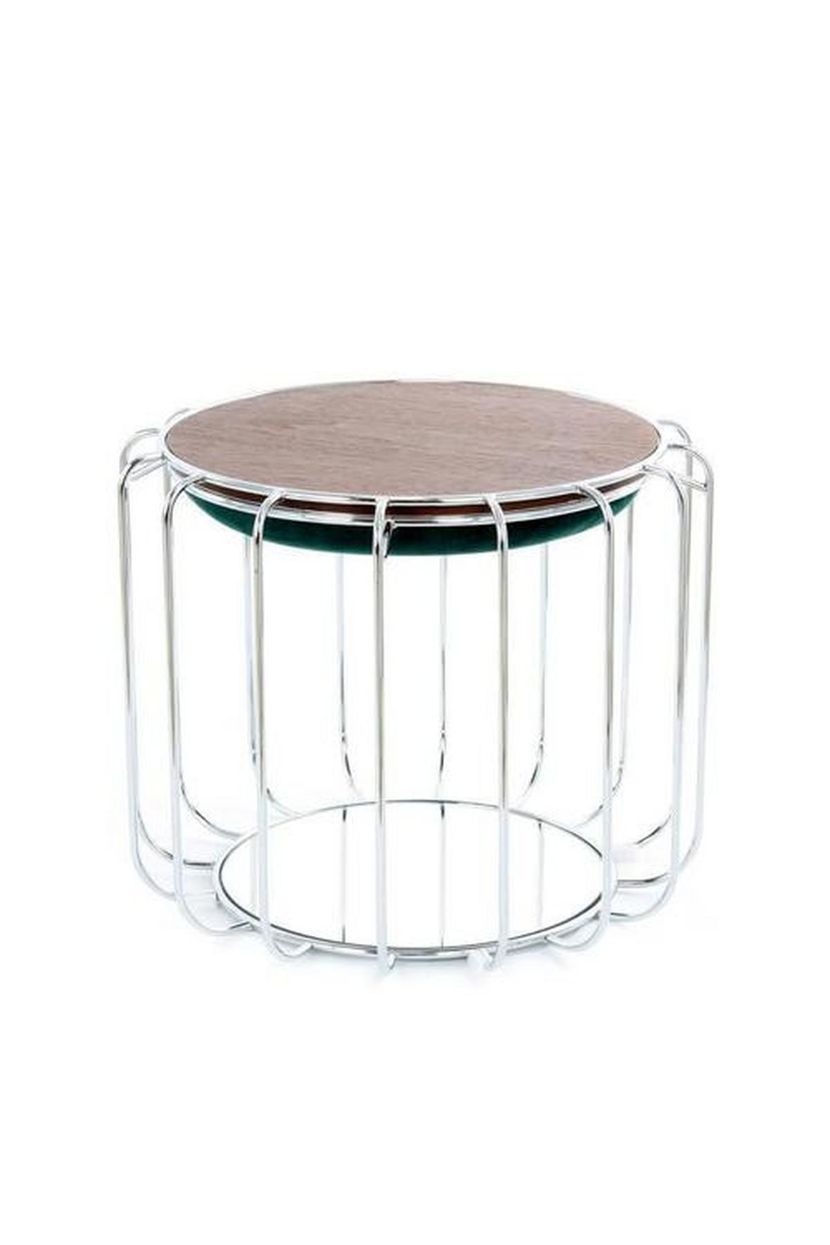 BEISTELLTISCH DJP68 - Dunkelgrün/Silberfarben, Basics, Glas/Holzwerkstoff (50/50/45cm) - Kayoom