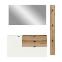 Predsoba Naro, Bela, Barva Hrasta, 3-Delna - bela/temni hrast, Design, leseni material (158/194/37cm) - Livetastic