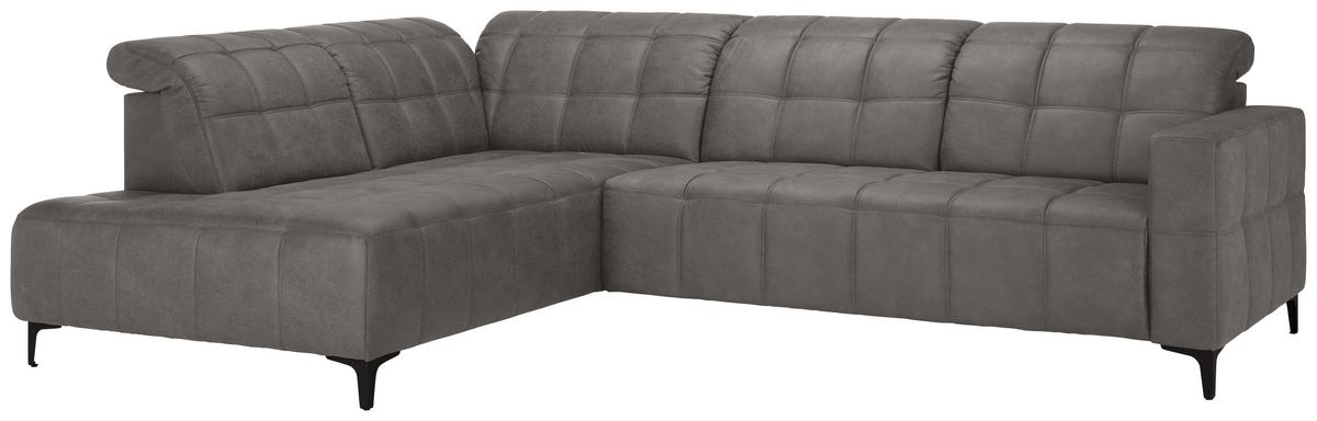 Ecksofa Panama links Greige - Greige/Schwarz, KONVENTIONELL, Textil/Metall (216/89-102/304cm) - Premium Living