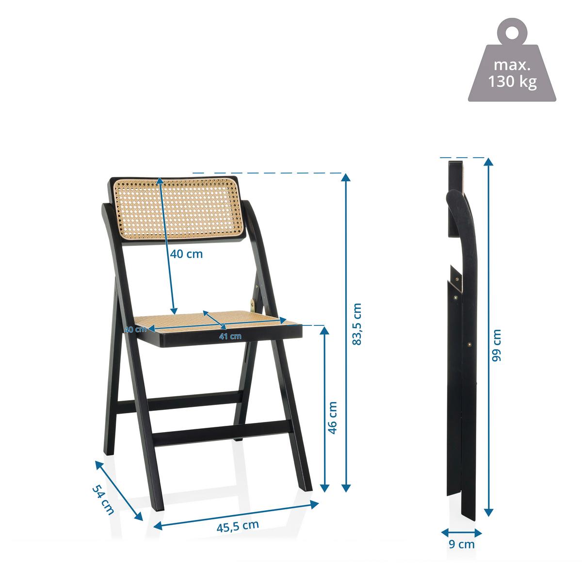 Zložljiv Stol Tudela Bamboo, Črna, Rjava - črna/rjava, Moderno, les (45,5/83,5/45cm) - Gardenson