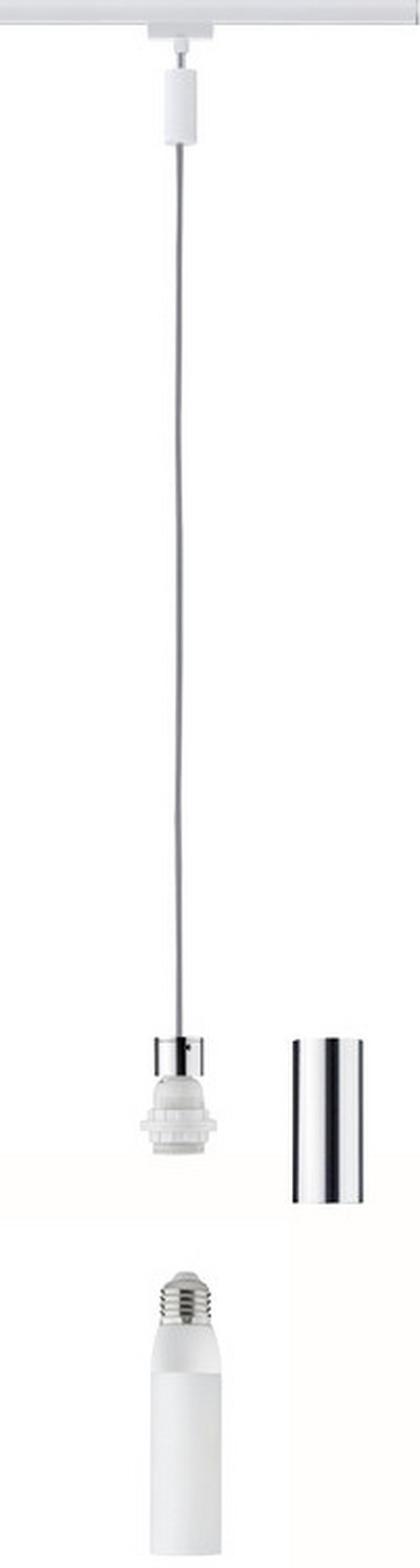 Schienensystem-Hängeleuchte Basic Pendulum max. 20 Watt - Chromfarben/Weiß, Design, Metall (150cm) - Paulmann