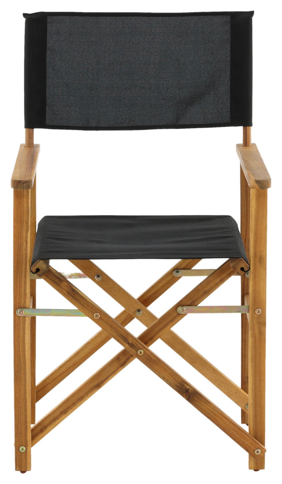 Klappstuhl Marion ca. 53x90x55 cm Akazie/Schwarz - Schwarz/Akaziefarben, KONVENTIONELL, Holz/Textil (53/90/55cm) - Gardenson