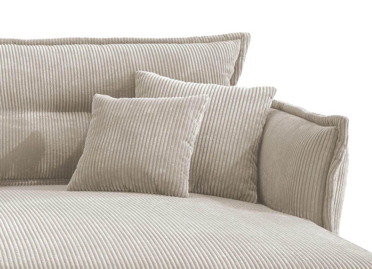 Wohnlandschaft Lava Beige Cord - Beige/Schwarz, MODERN, Textil/Metall (255/180cm) - Livetastic