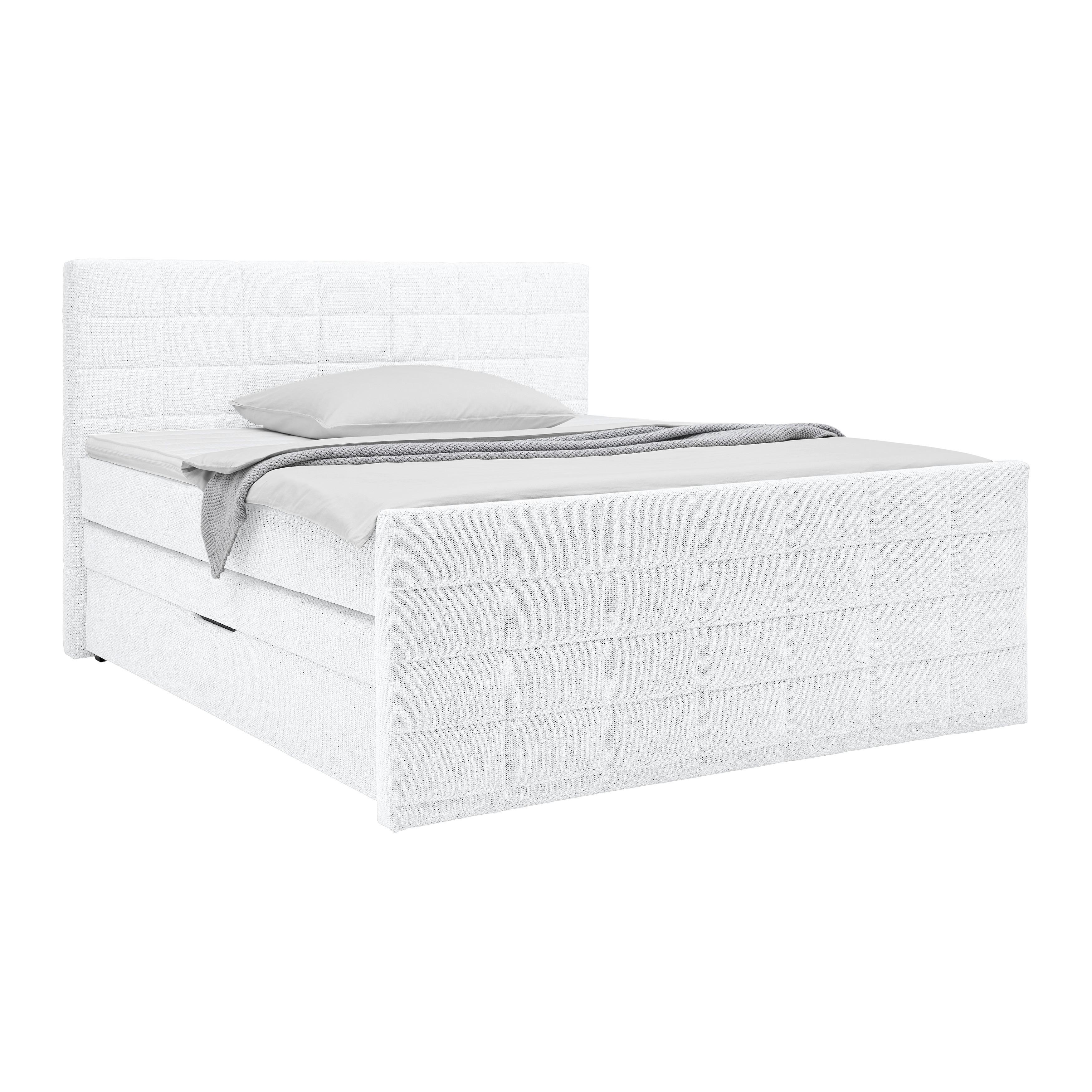Postelja Boxspring Damon, Bela, 160x200 - črna/bela, Konvencionalno, umetna masa/tekstil (160/200cm) - Mömax