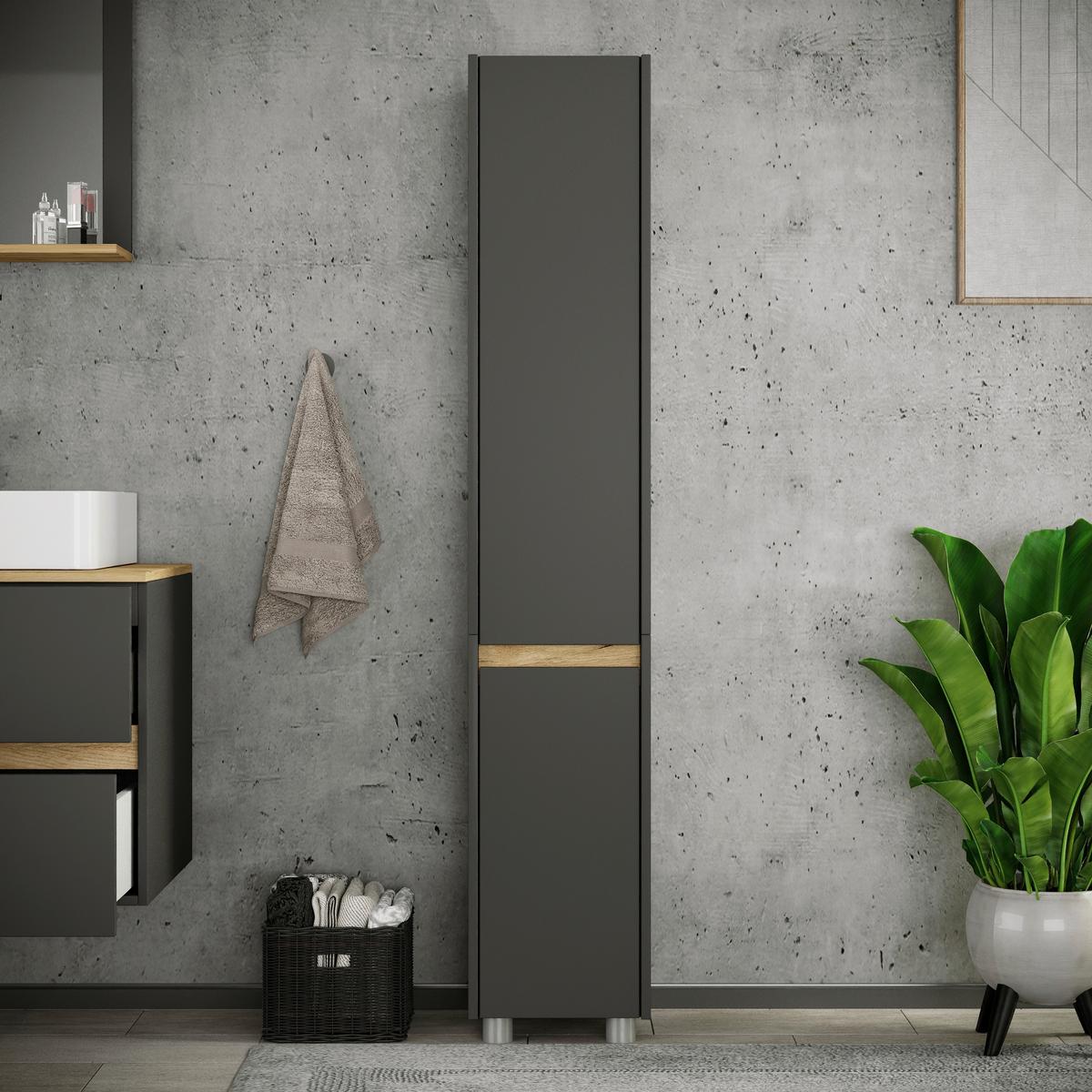 Hochschrank Cosila - Honigeiche/Weiss, Trend, Holzwerkstoff/Kunststoff (30/165/33cm) - MID.YOU