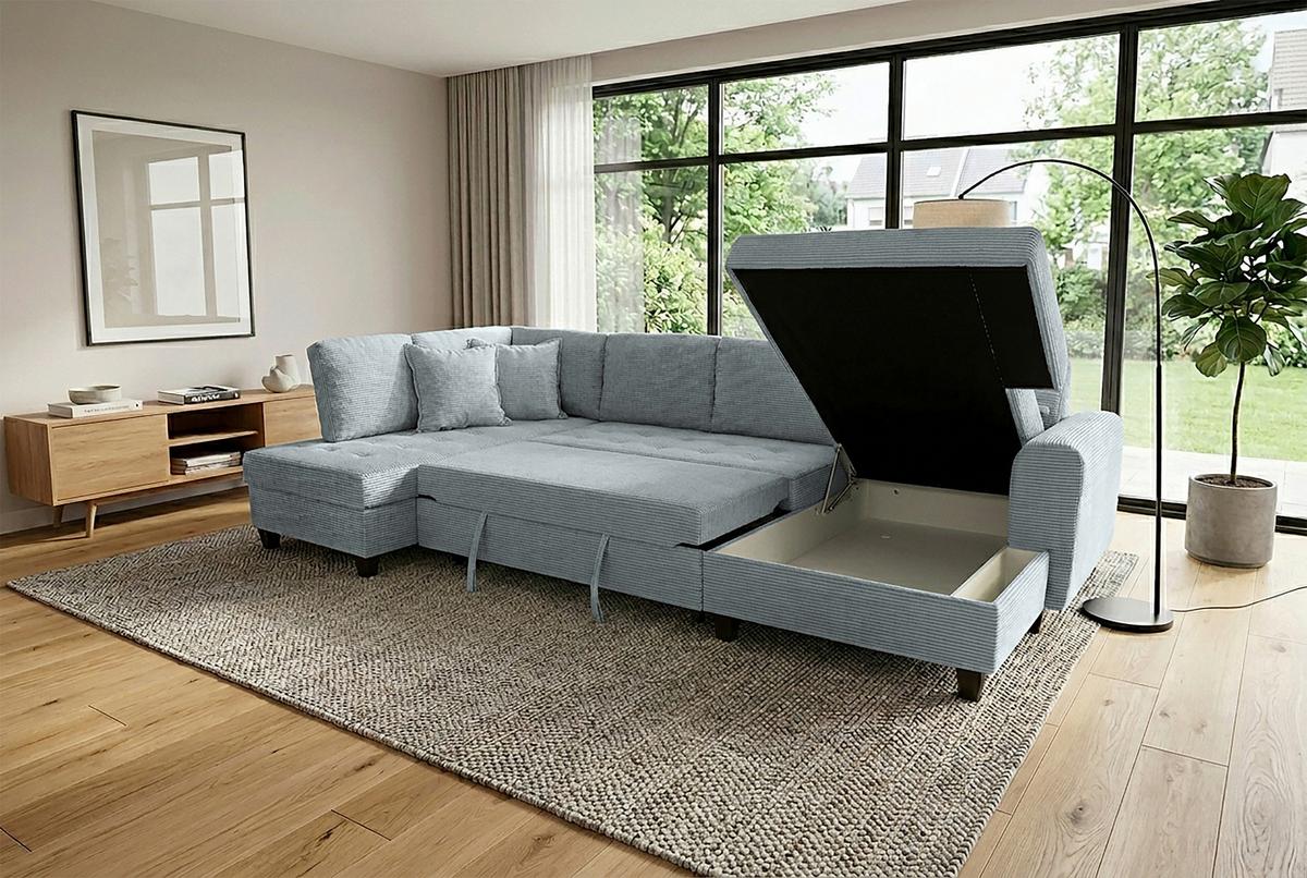 Kutna Garnitura Moritz - sivo-zelena, Trend, tekstil (178/324/155cm) - Modern Living