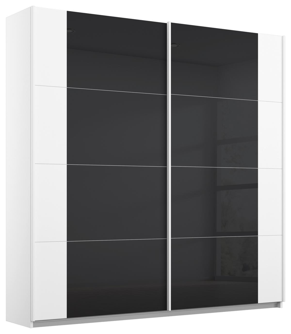 DULAP USI CULISANTE ARTEMIS - alb/antracit, Modern, sticlă/material pe bază de lemn (181/210/62cm) - Modern Living